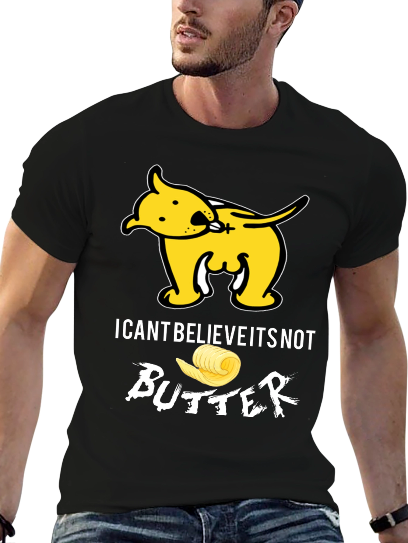 Black I Can't Believe It's Not Butter T-Shirt Funny Dog Tee view 6