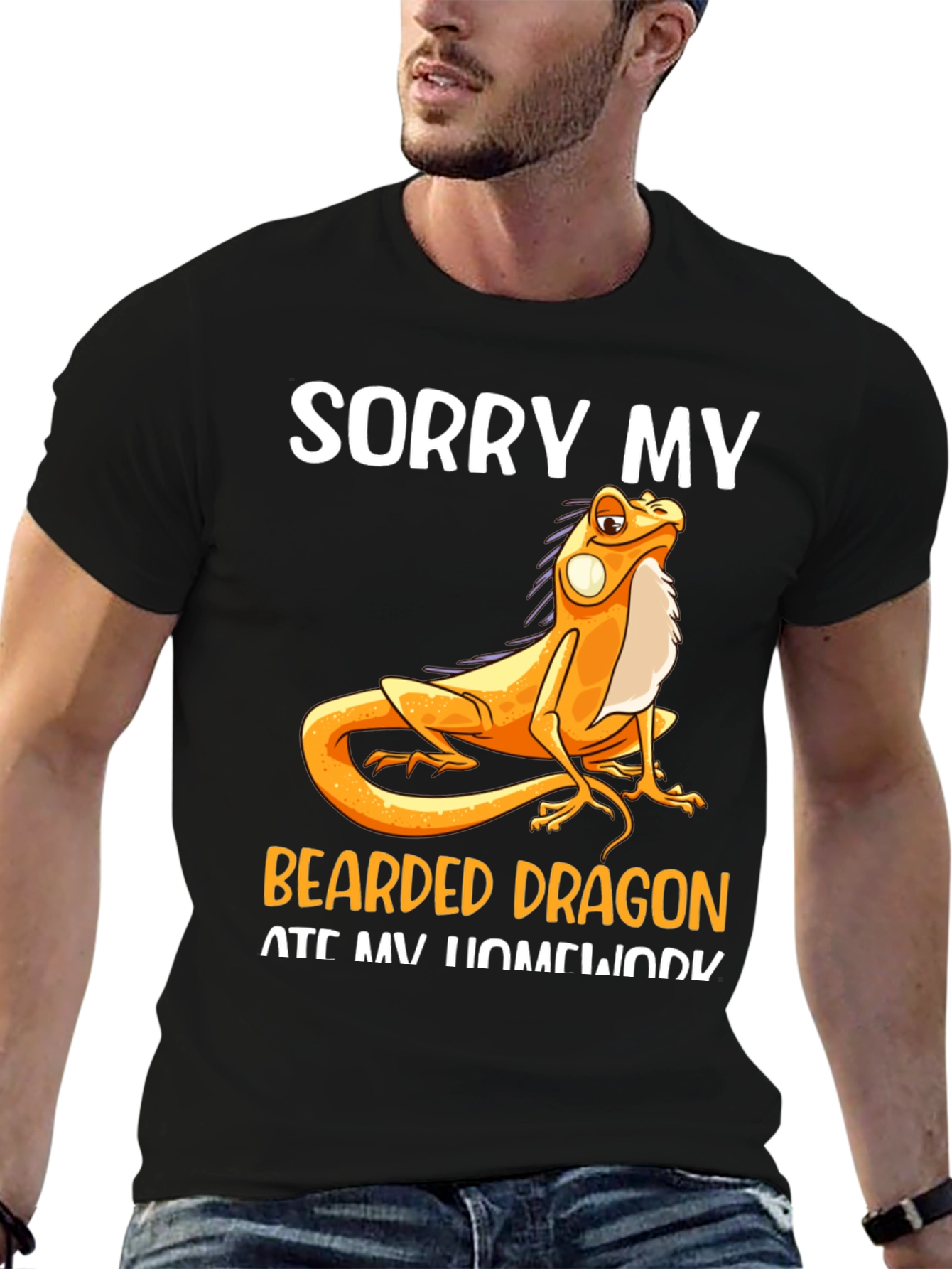 Black Bearded Dragon Ate Homework T-Shirt view 6