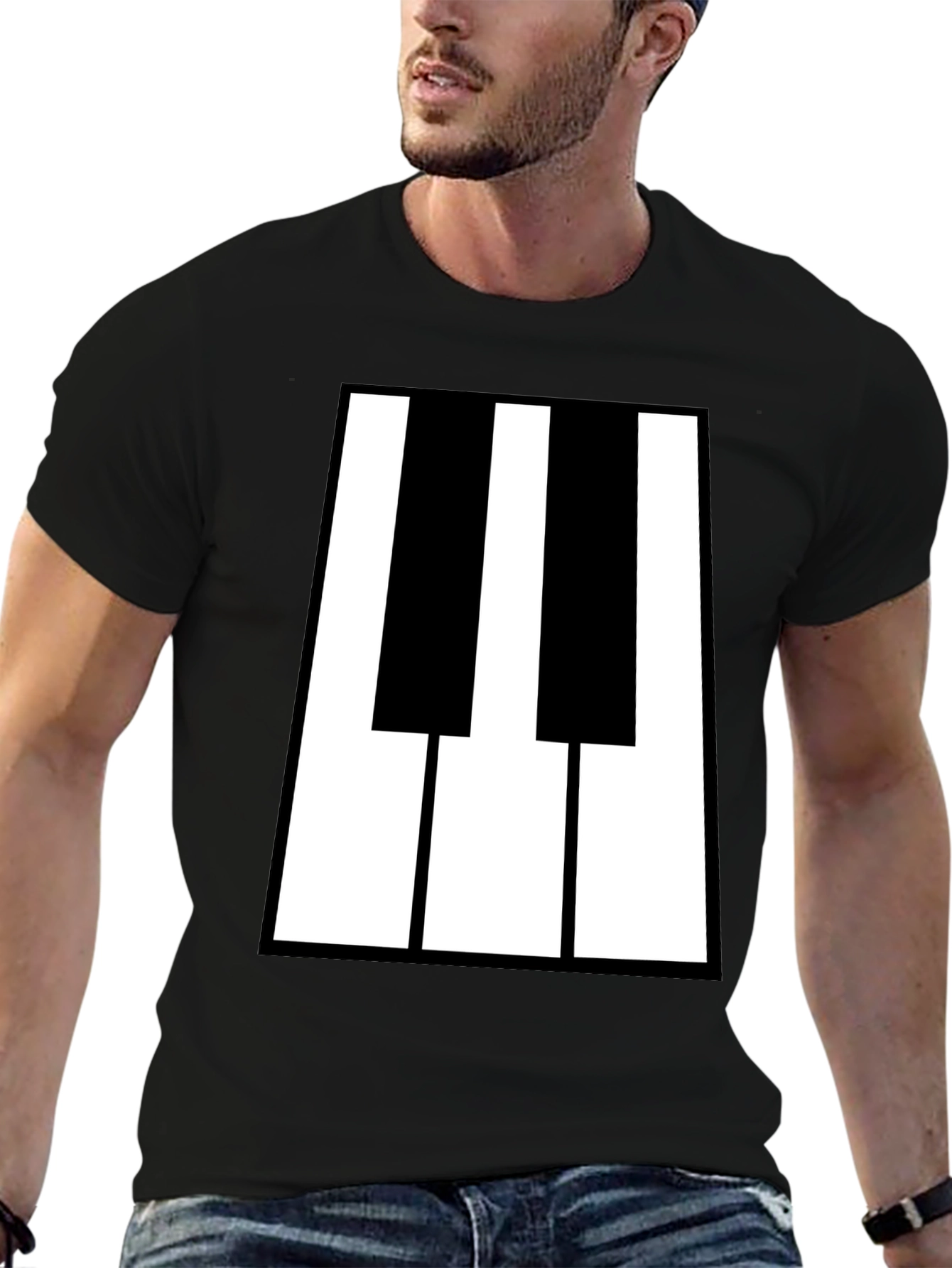 Black Piano Keys Graphic Tee - Black T-Shirt view 6