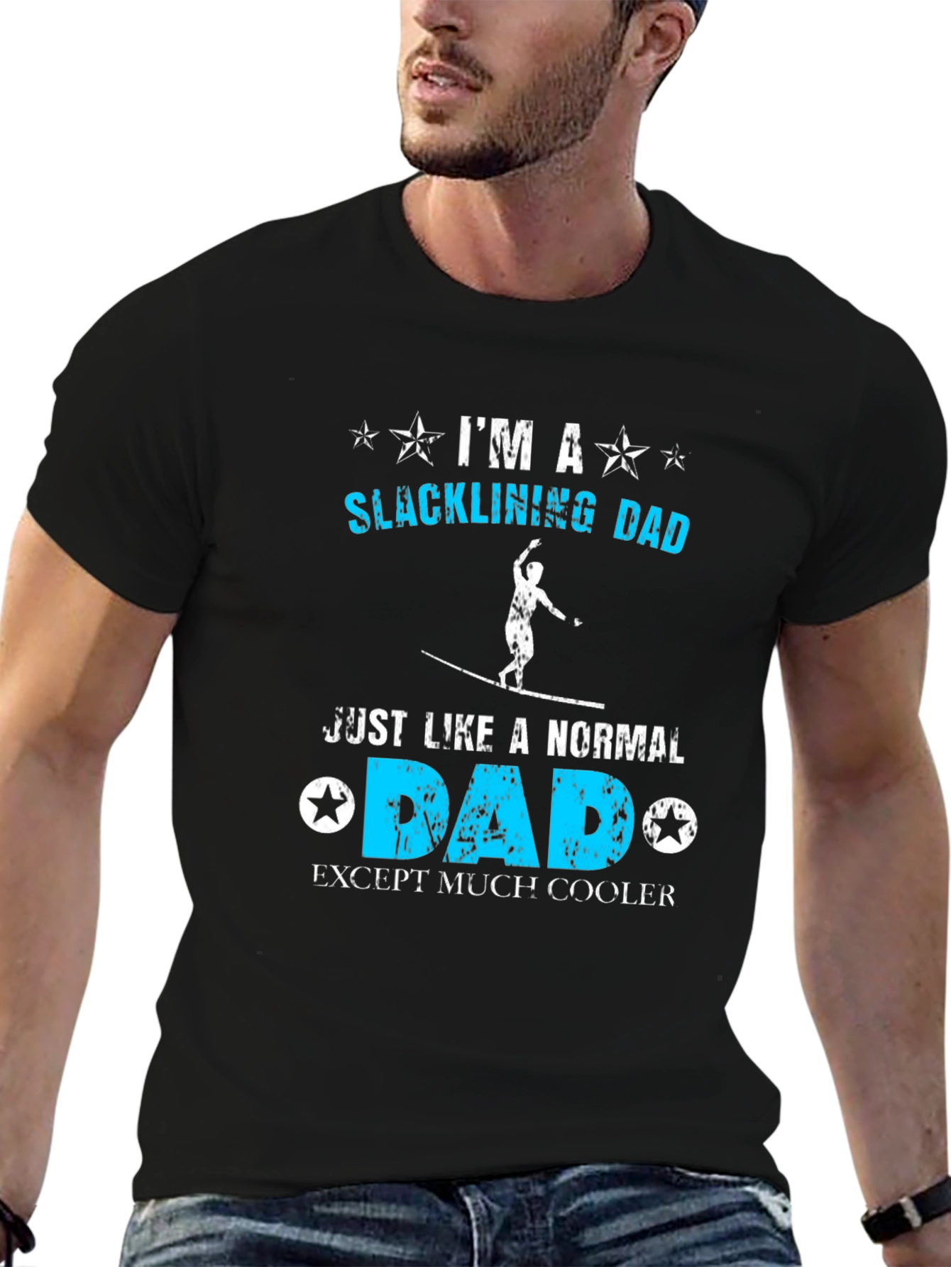 Black Slacklining Dad T-Shirt - Cool Father's Day Gift view 6