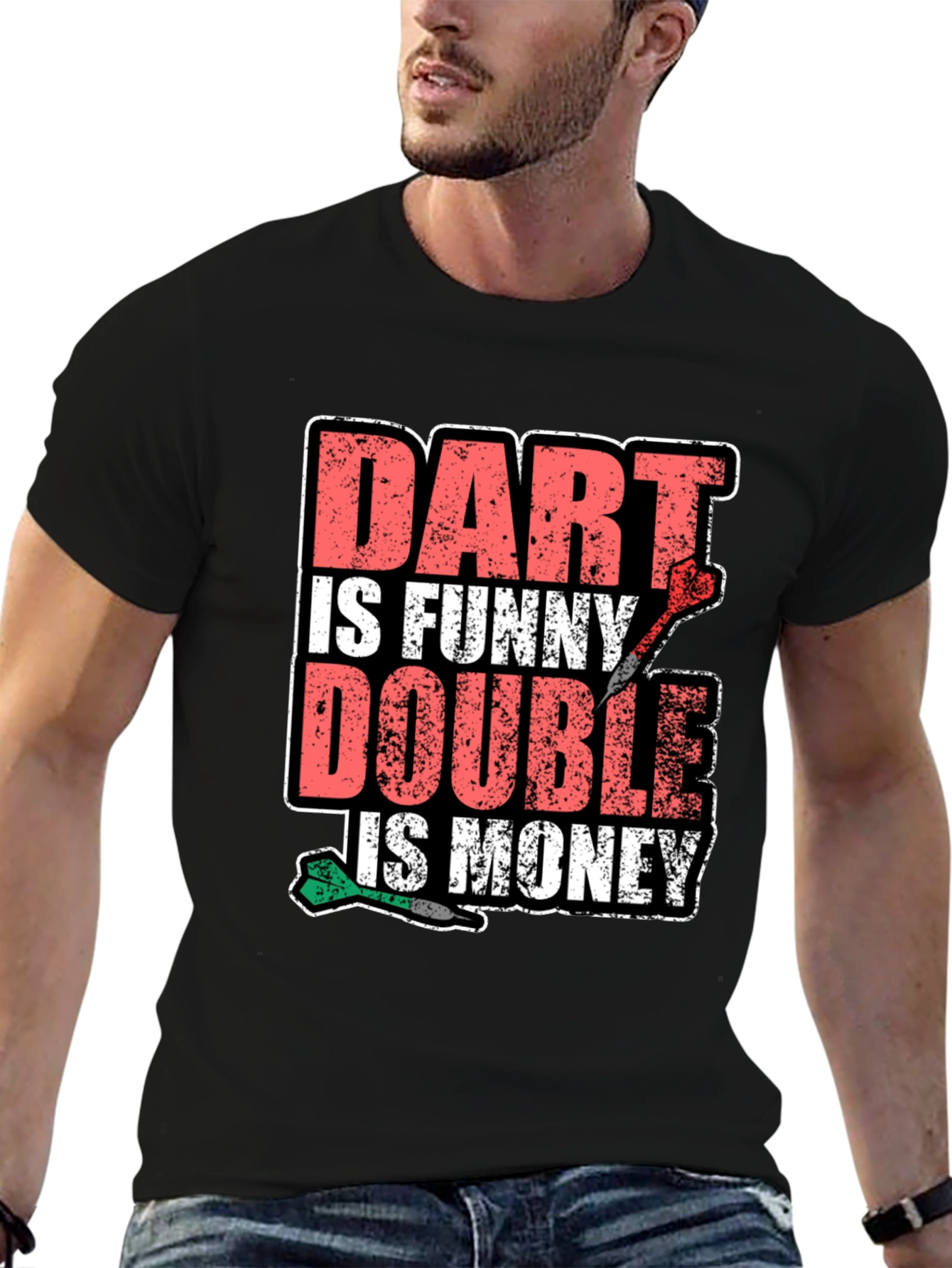 Black Funny Dart T-Shirt - Dart Is Funny, Double Is Money view 6