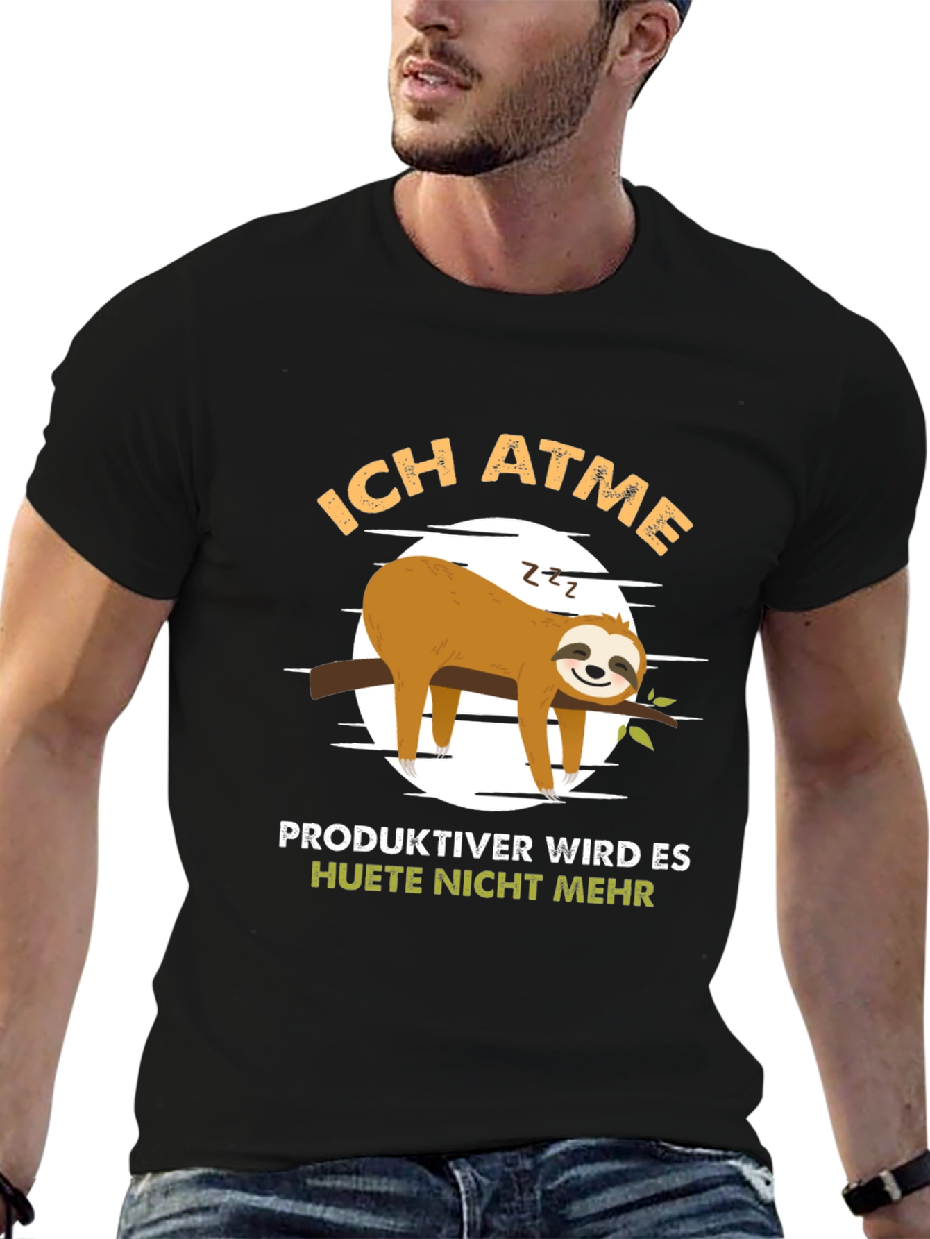 Black Ich Atme Sloth T-Shirt view 6