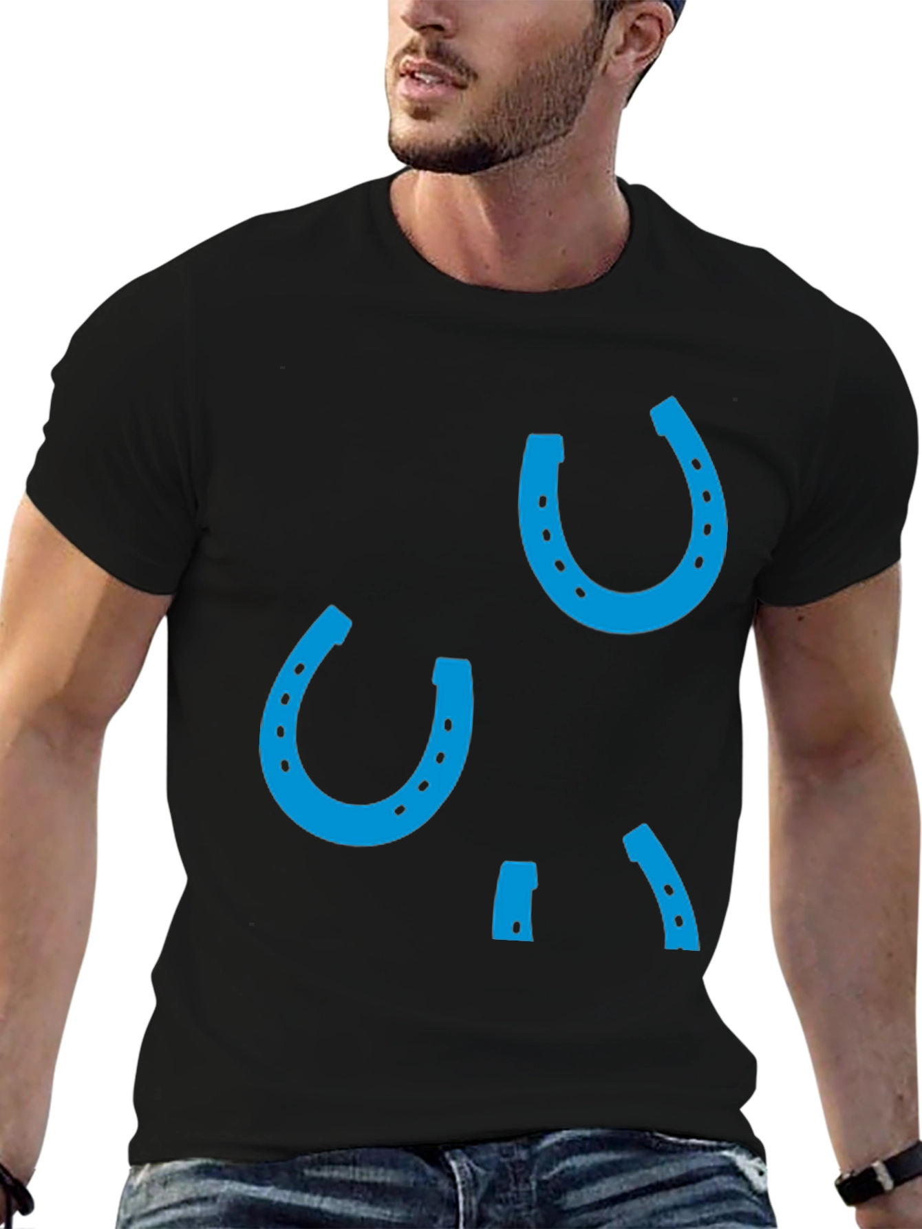 Black Lucky Horseshoe Graphic Tee - Black view 6