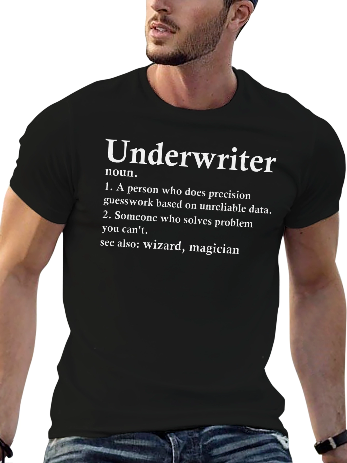 Black Underwriter Definition T-Shirt - Funny Job Title Tee view 6