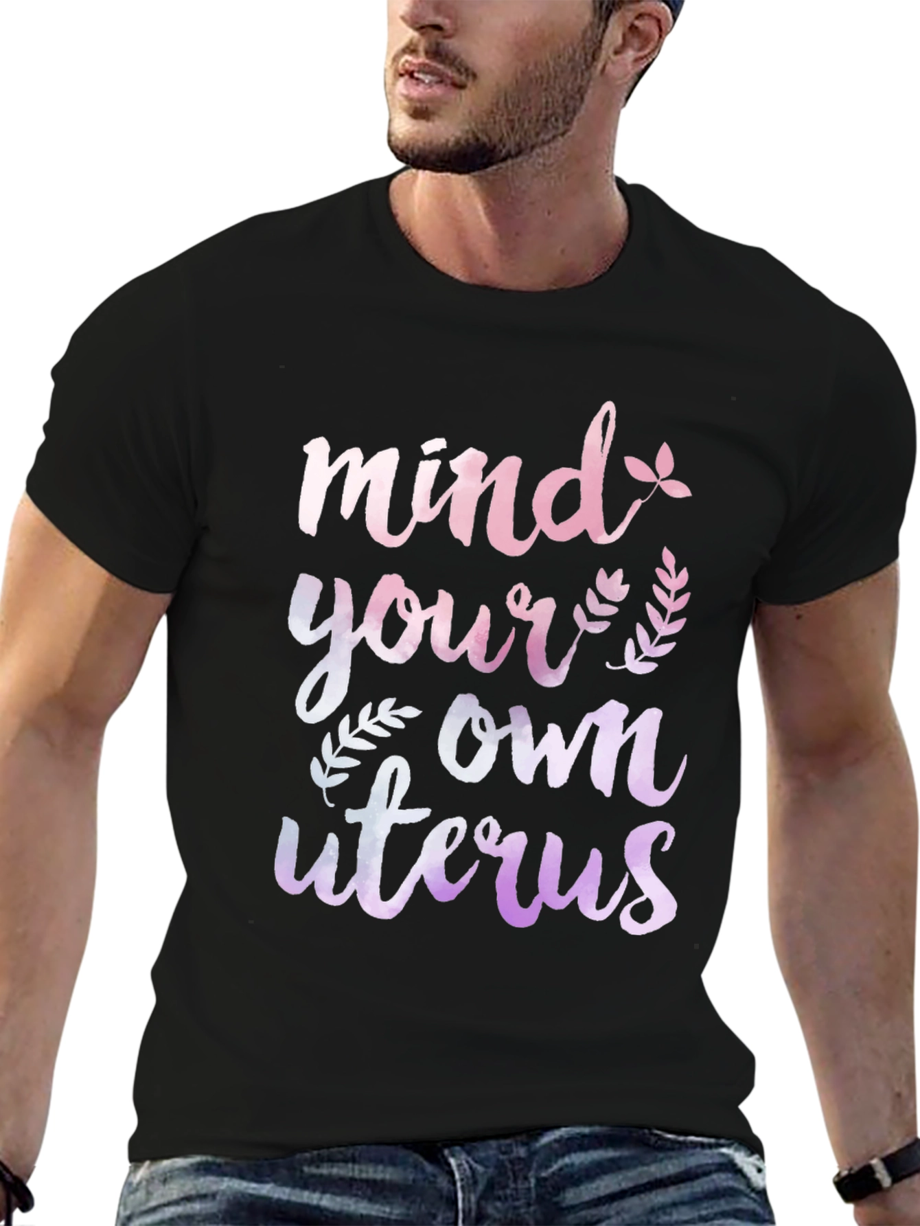 Black Mind Your Own Uterus Graphic Tee view 6
