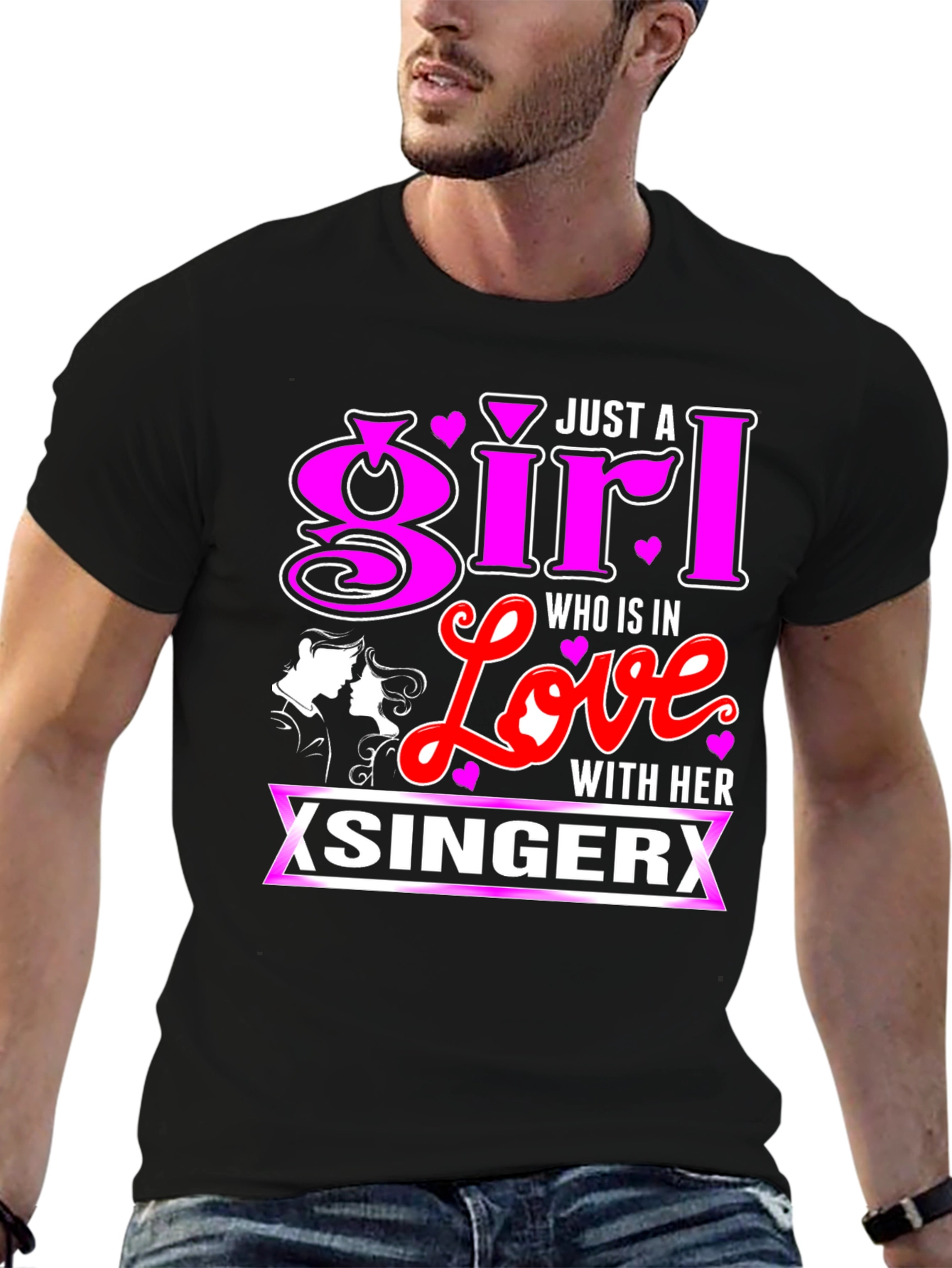 Black Just a Girl in Love with her Singer T-Shirt view 6