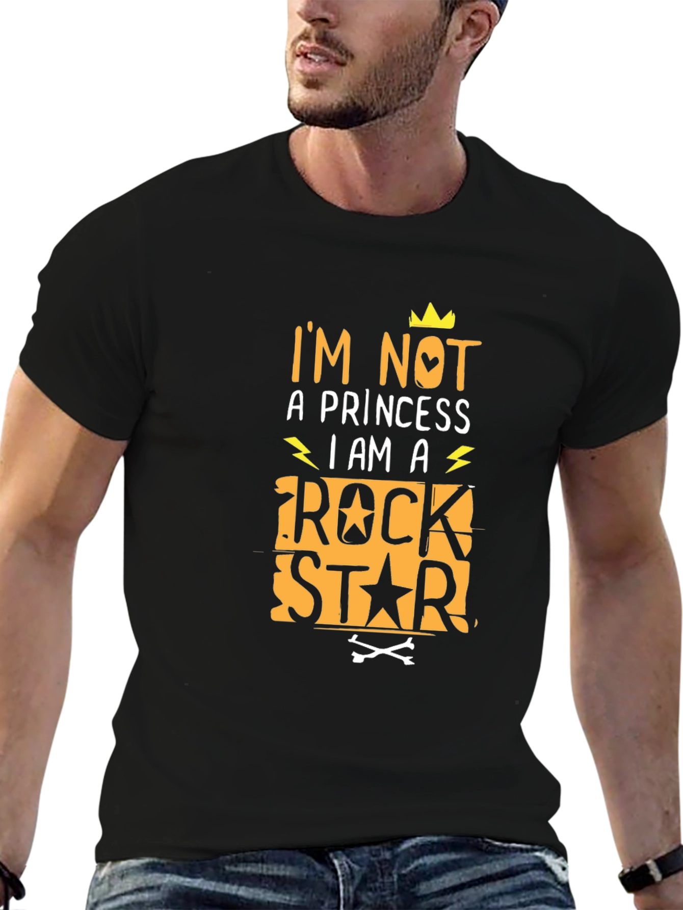 Black I'm Not A Princess Rock Star T-Shirt view 6