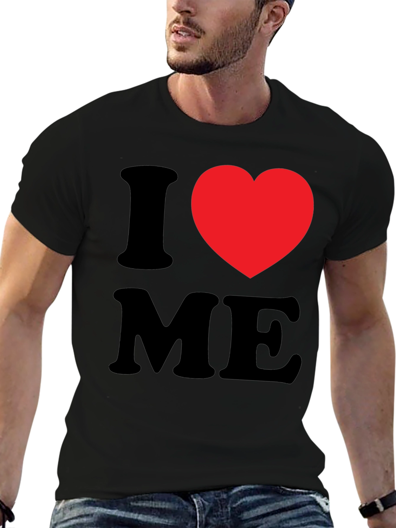 Black I Heart Me T-Shirt - Black Graphic Tee view 6