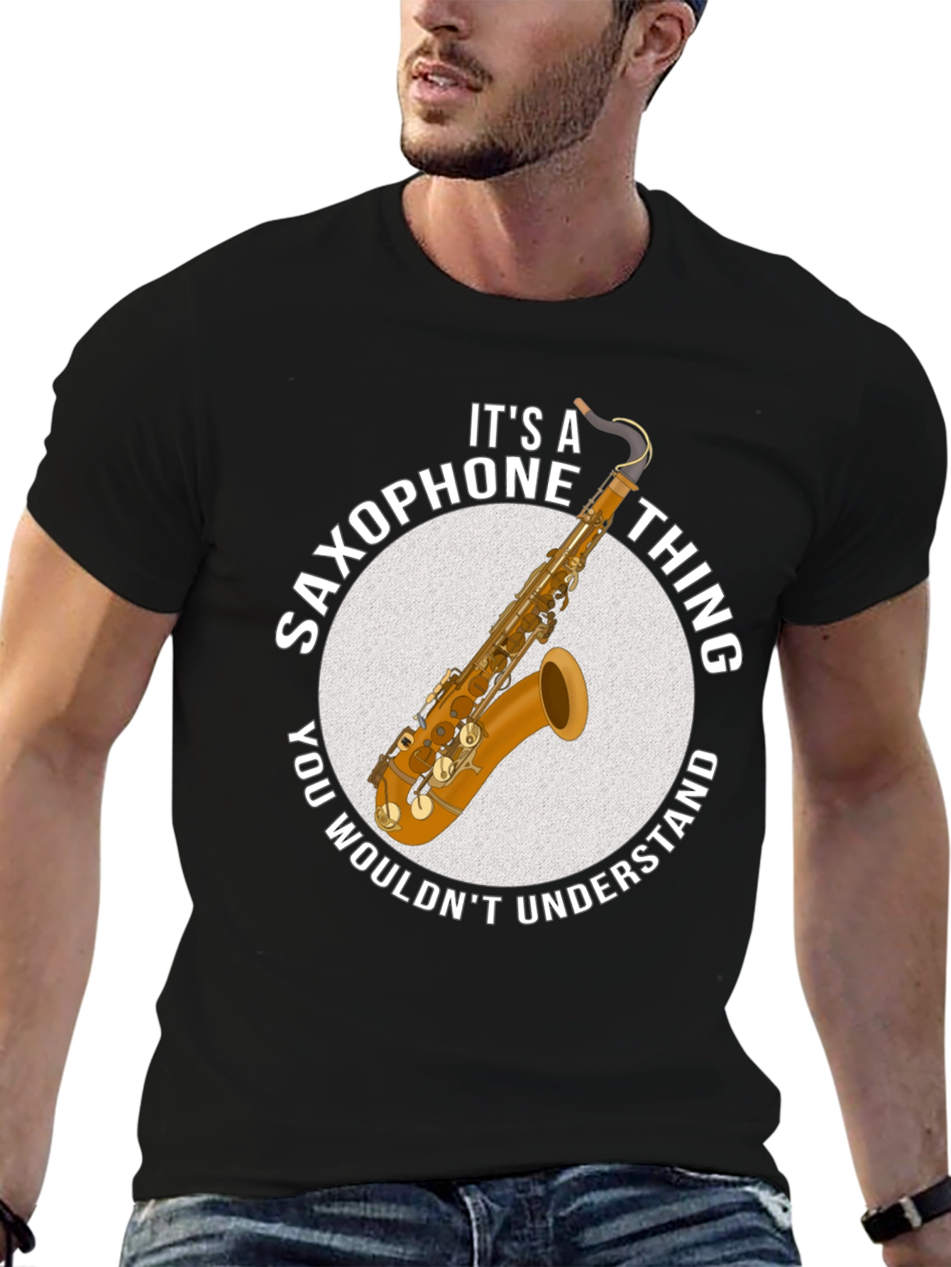 Black Saxophone Thing Graphic T-Shirt view 6