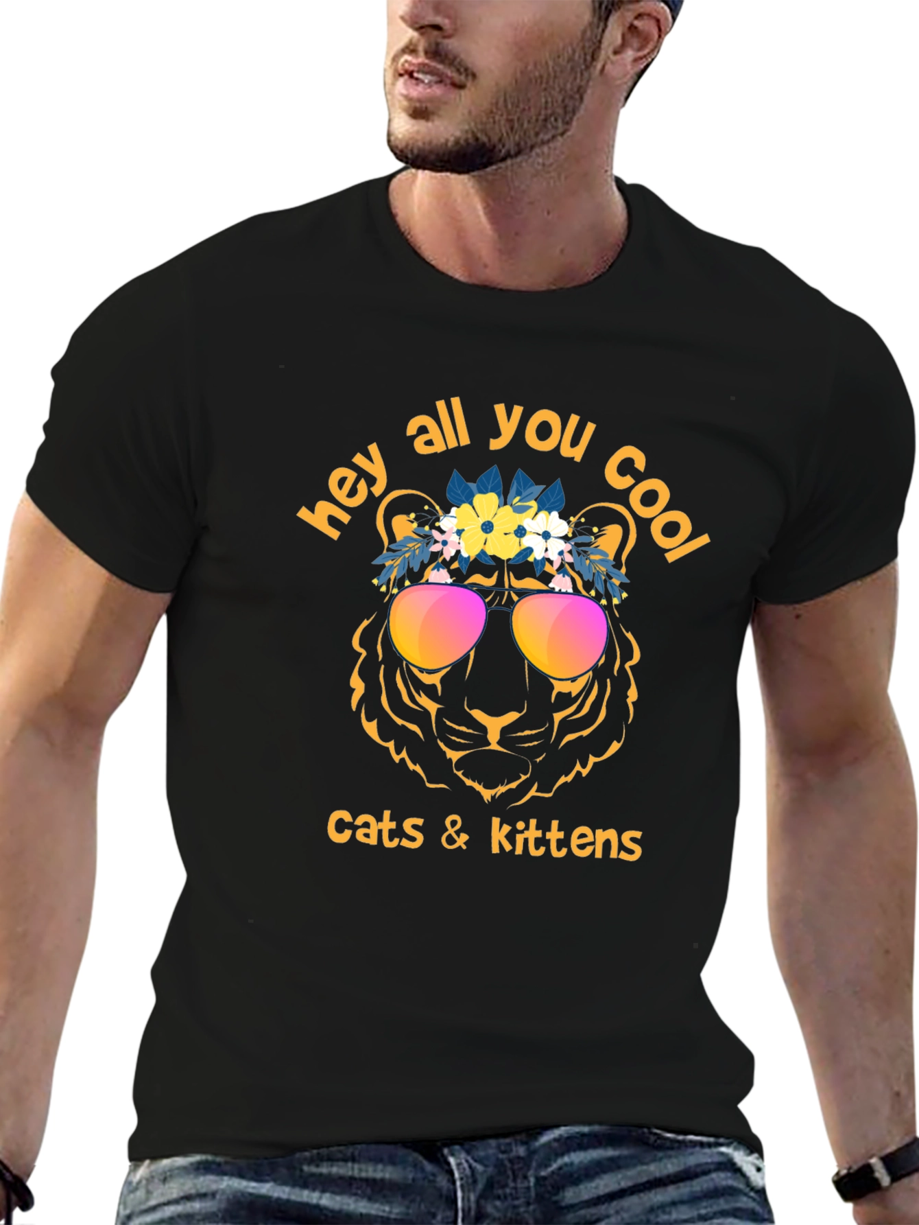 Black Cool Cat T-Shirt view 6