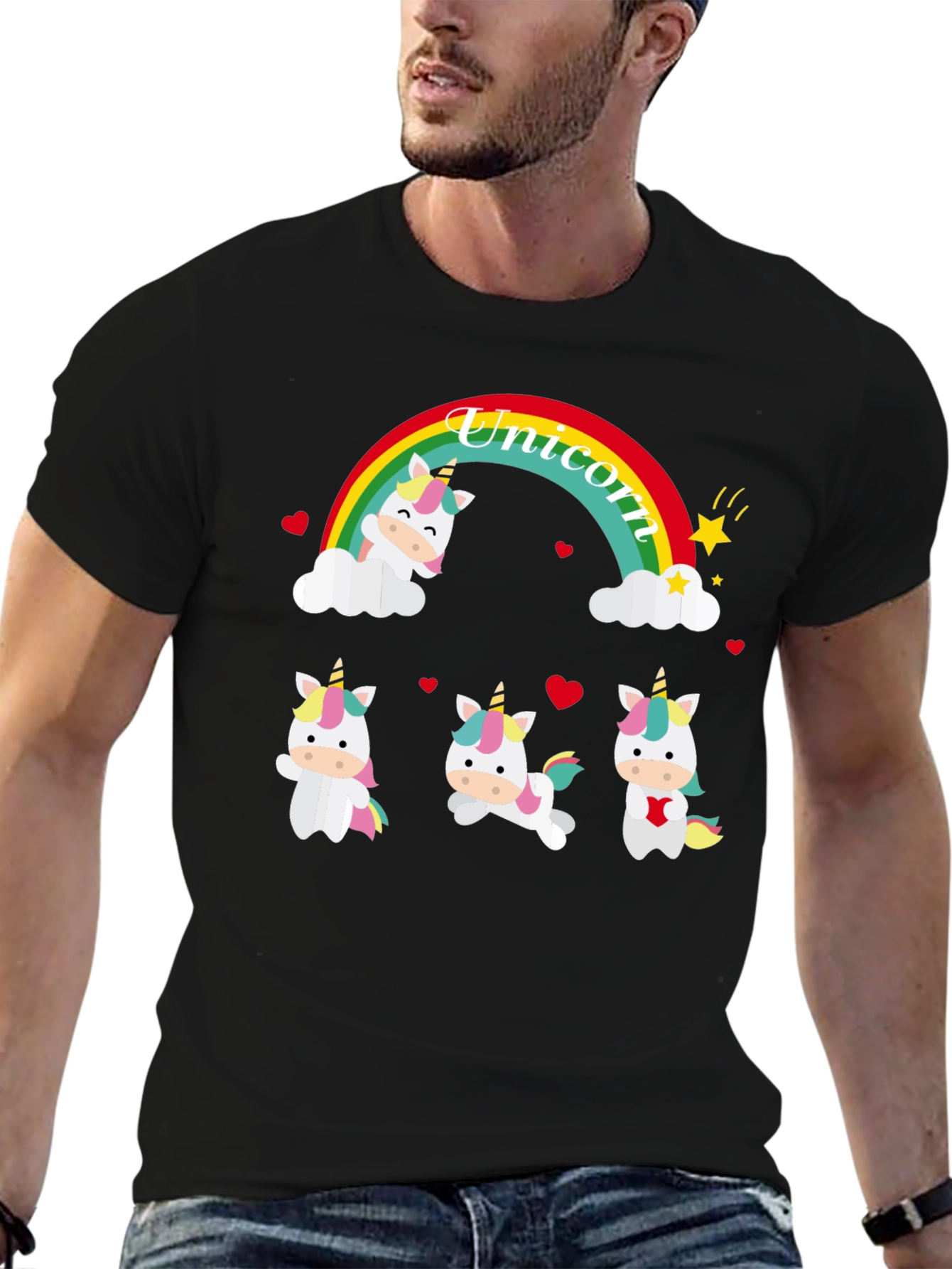 Unicorn Rainbow Graphic Tee - Black - 6