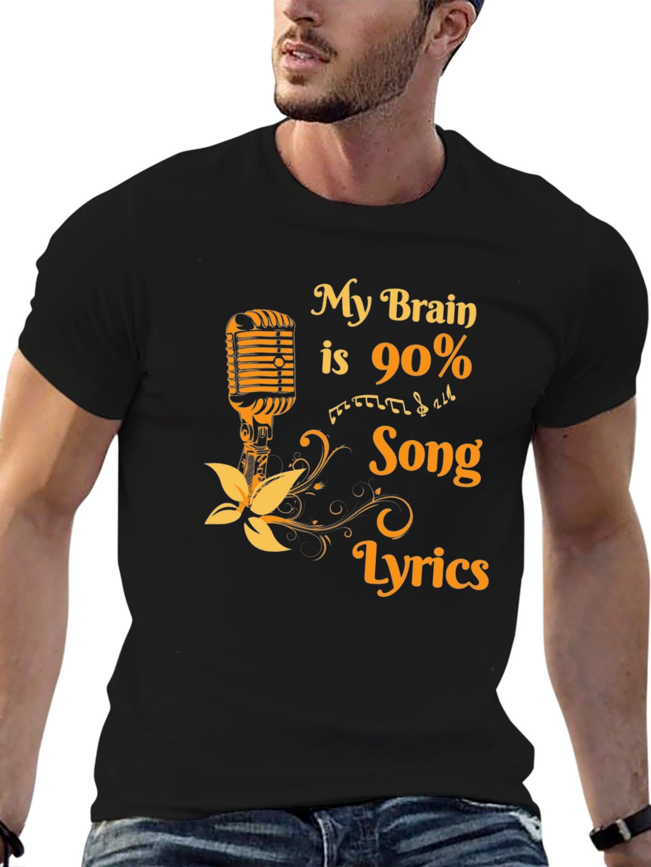 Black My Brain is 90% Song Lyrics T-Shirt view 6
