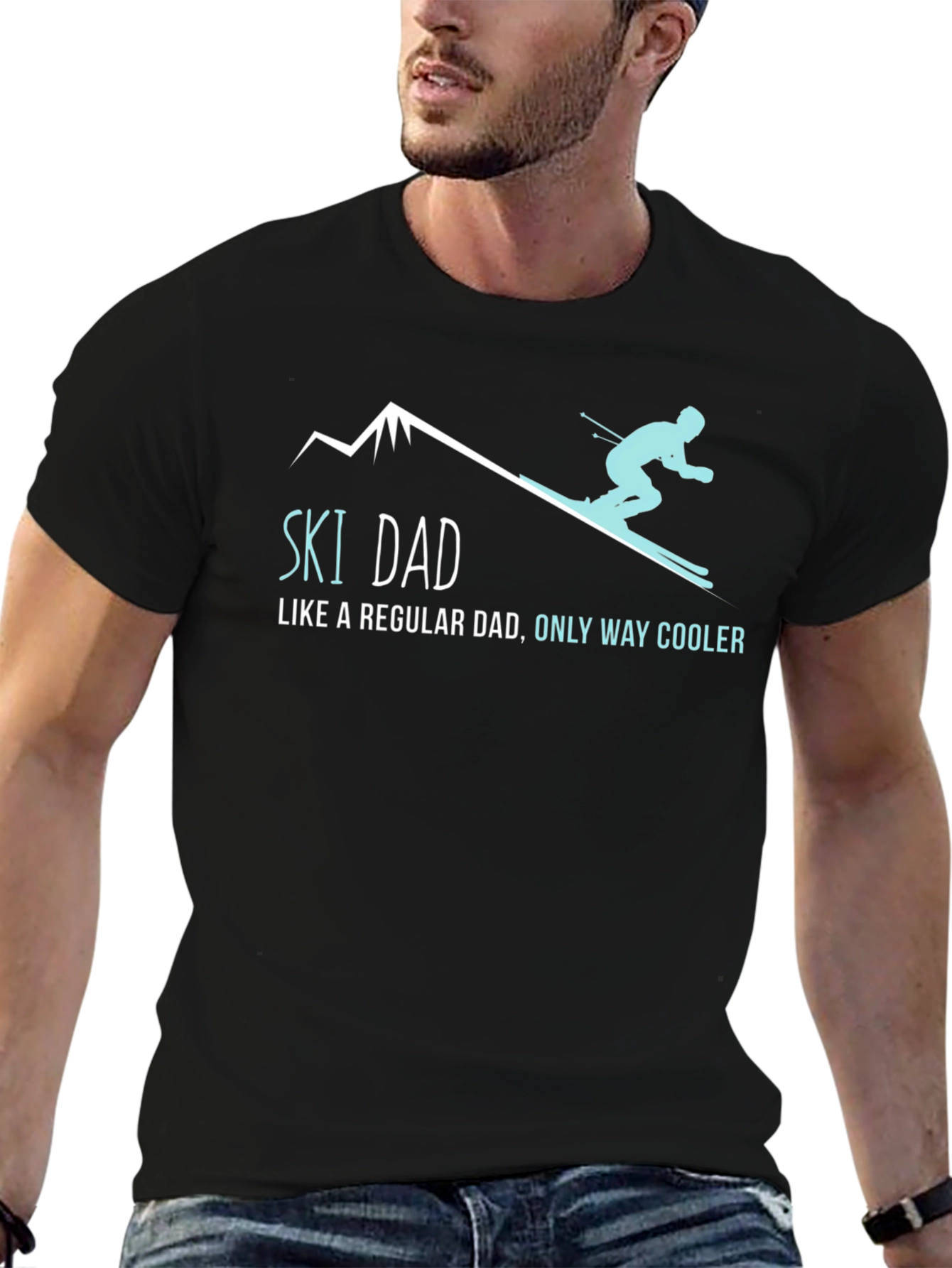 Black Ski Dad T-Shirt - Regular Dad Only Way Cooler! view 6