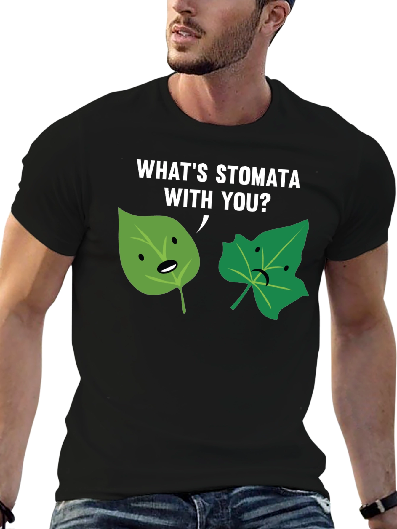 Black What's Stomata With You? Graphic Tee view 6