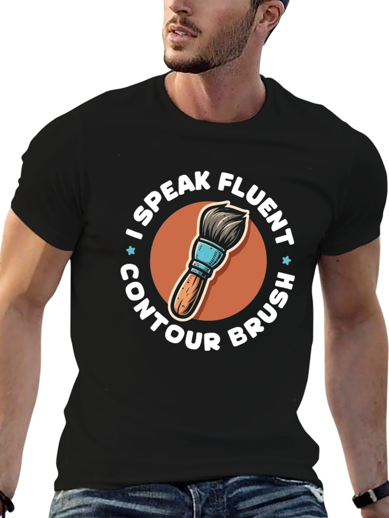Black I Speak Fluent Contour Brush T-Shirt view 6