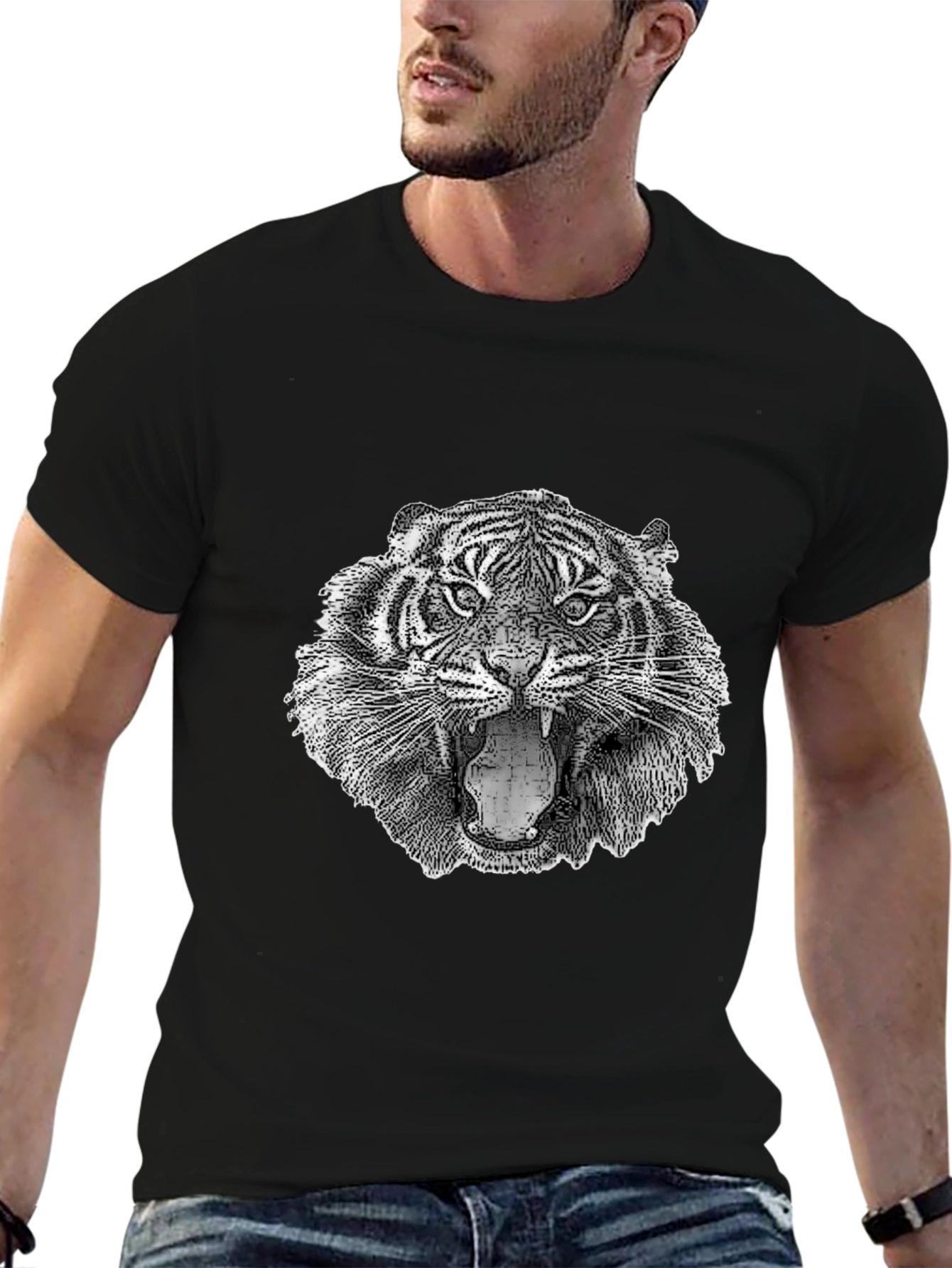 Black Tiger Graphic T-Shirt - Fierce Animal Print view 6