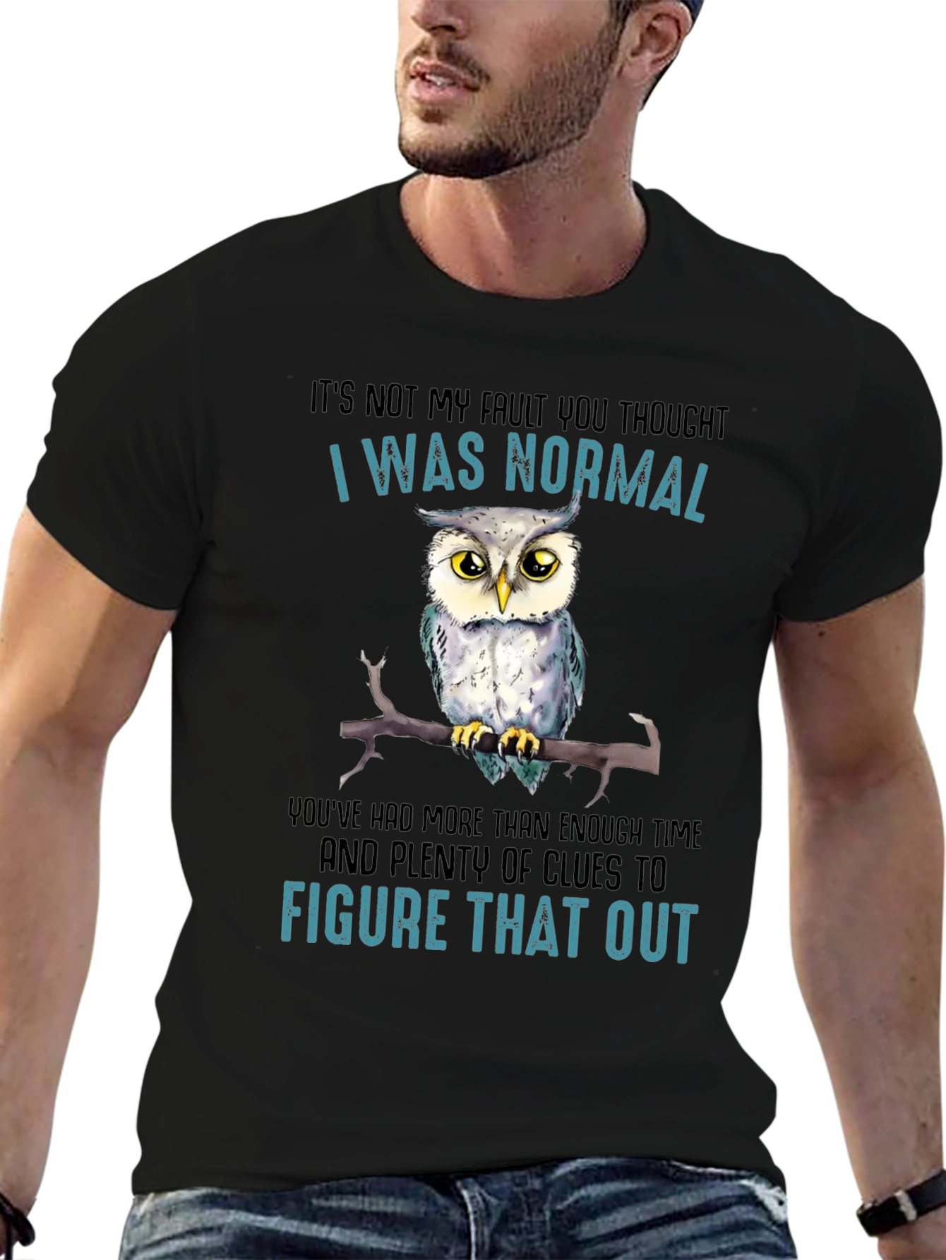 Black It's Not My Fault Owl T-Shirt view 6