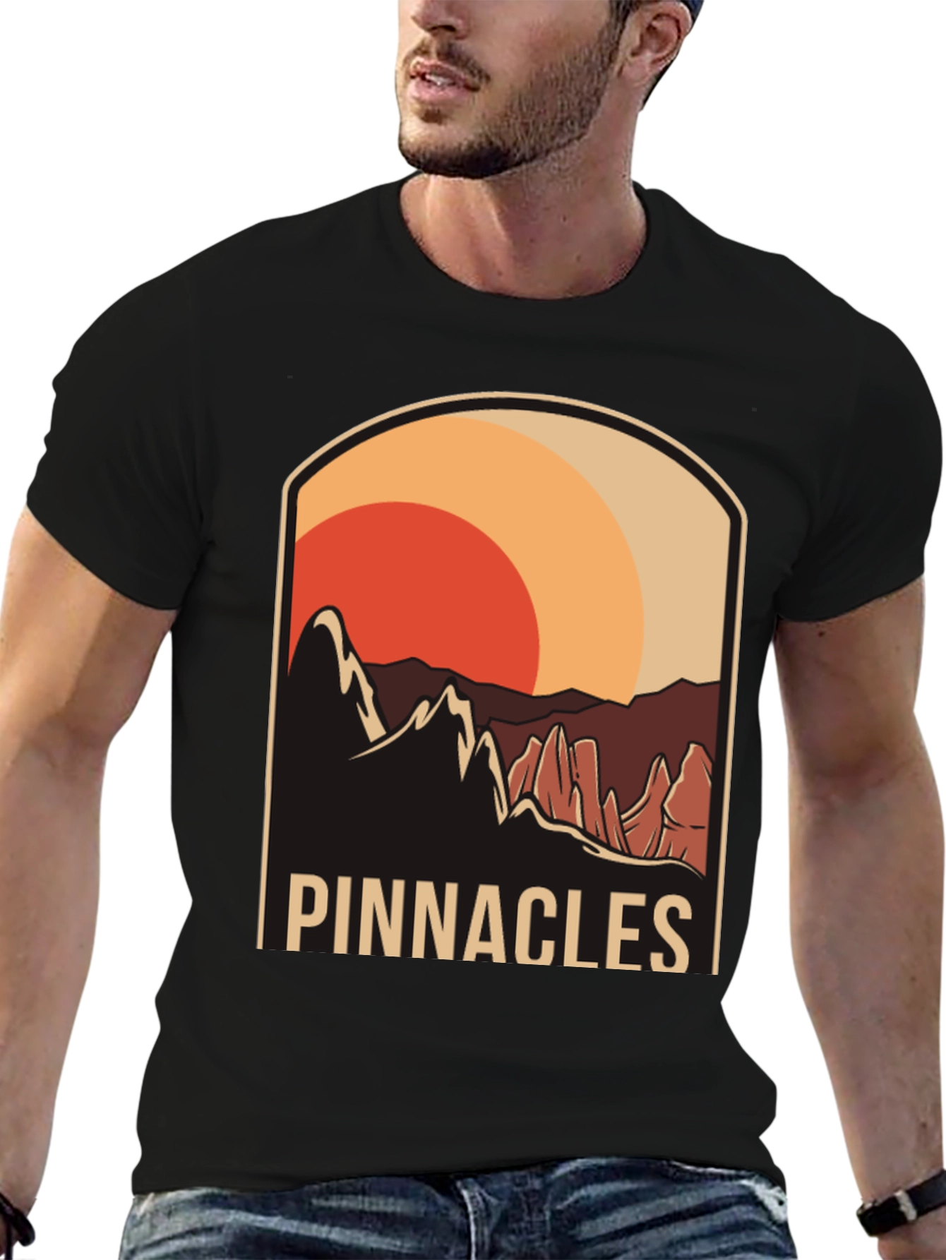 Black Pinnacles Graphic Tee - Nature Inspired Design view 6