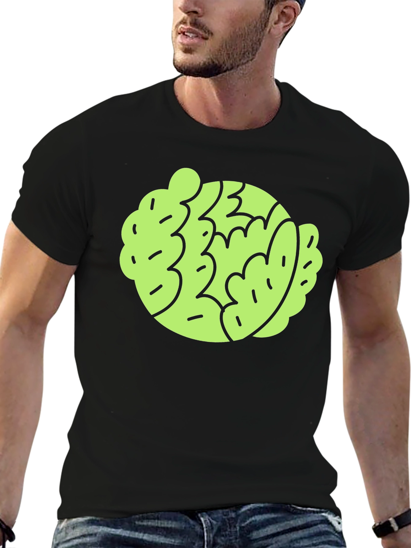 Black Funky Brain Graphic T-Shirt - Modern Style view 6
