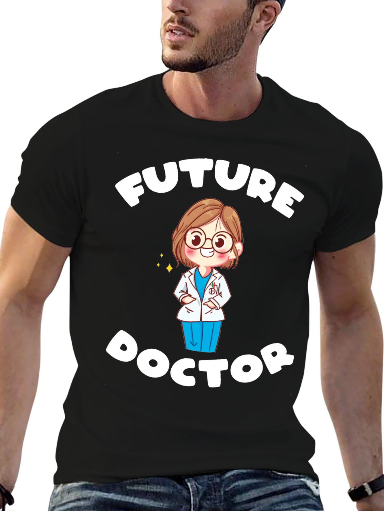 Black Future Doctor T-Shirt - Cute Medical Student Tee view 6