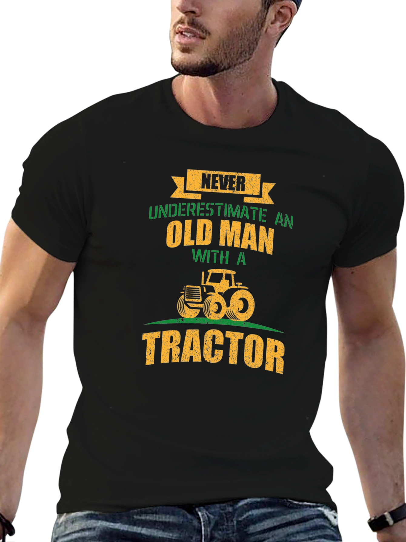 Black Never Underestimate an Old Man with a Tractor T-Shirt view 6