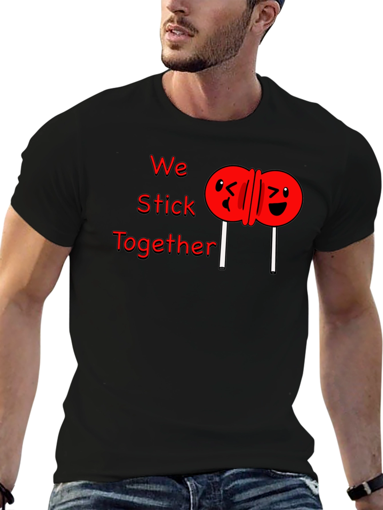 Black We Stick Together Graphic T-Shirt view 6