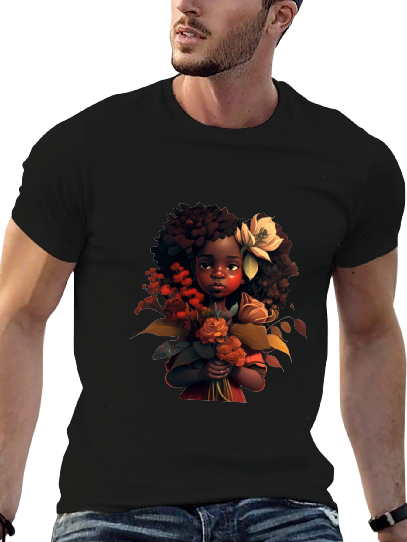Black Girl with Flowers Graphic Tee view 6