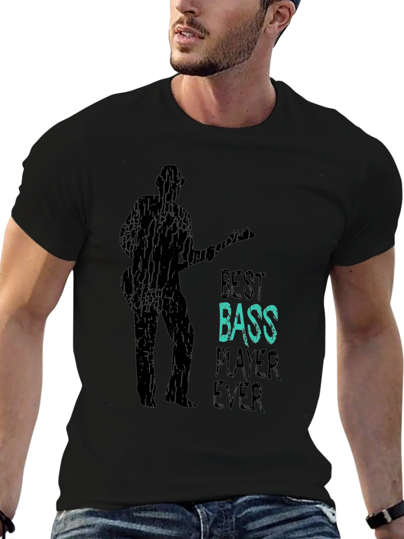Black Best Bass Player Ever Graphic T-Shirt view 6