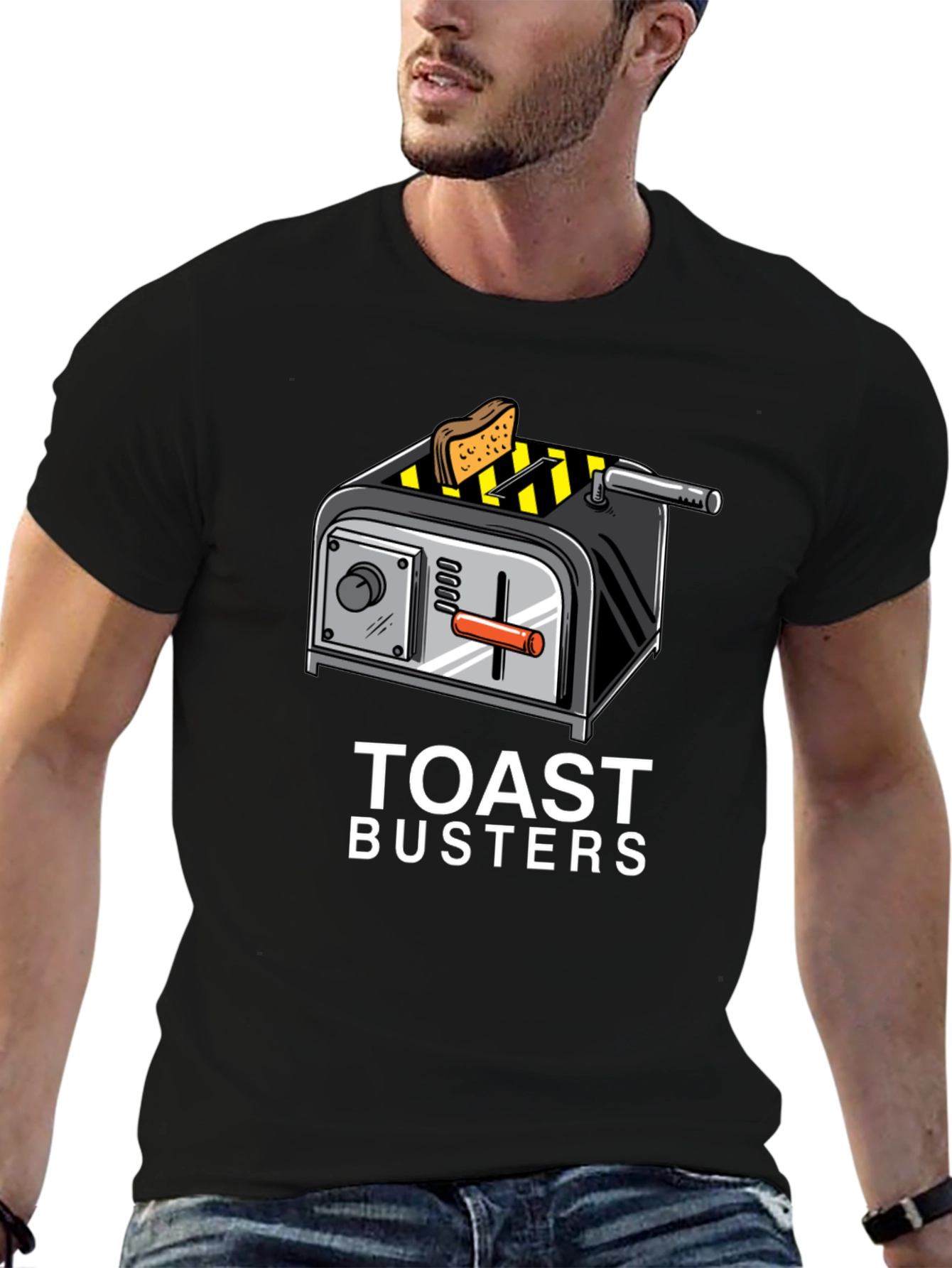 Black Toast Busters Graphic Tee - Funny Breakfast Shirt view 6