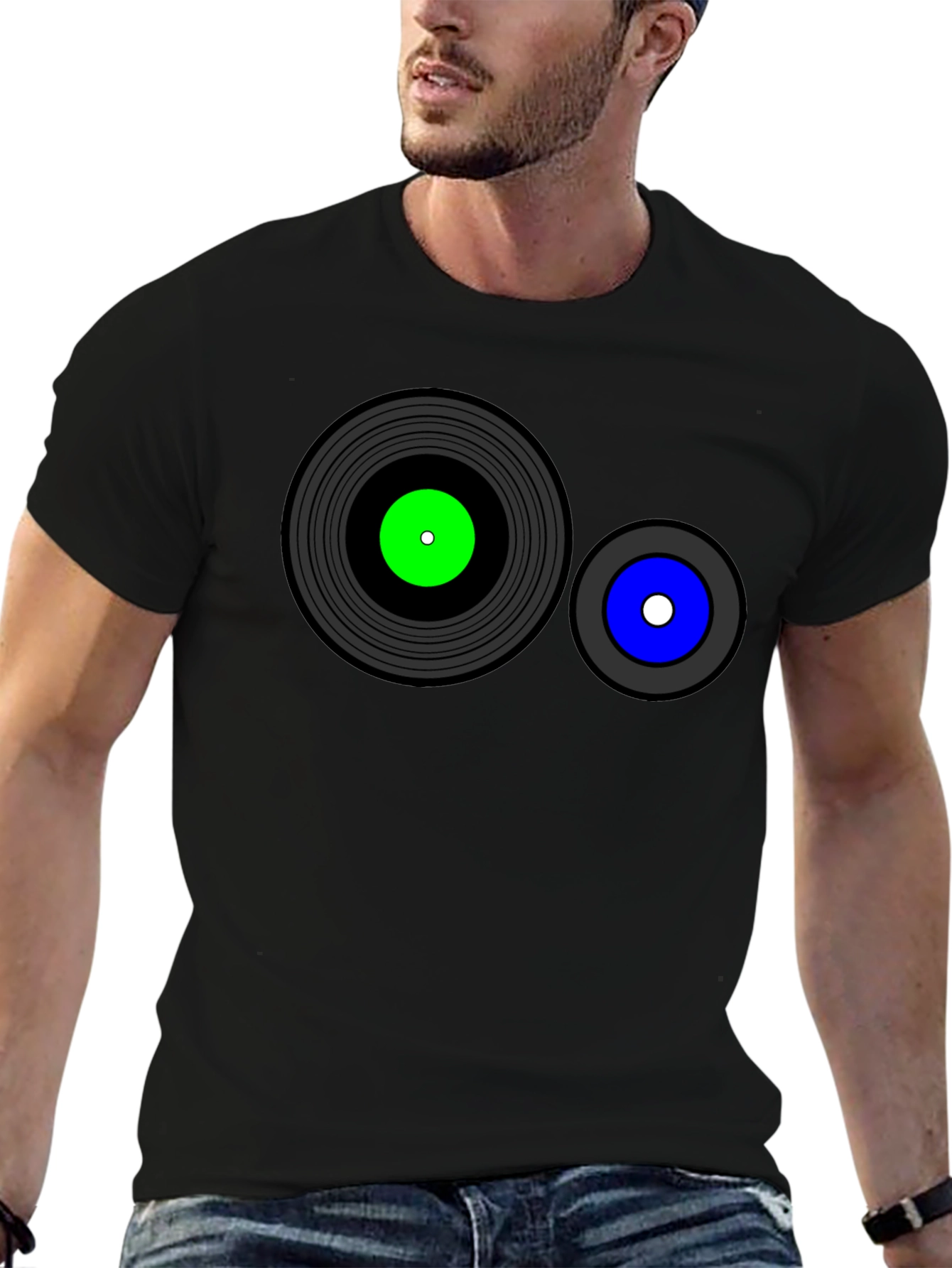Black Retro Record Graphic T-Shirt - Black view 6