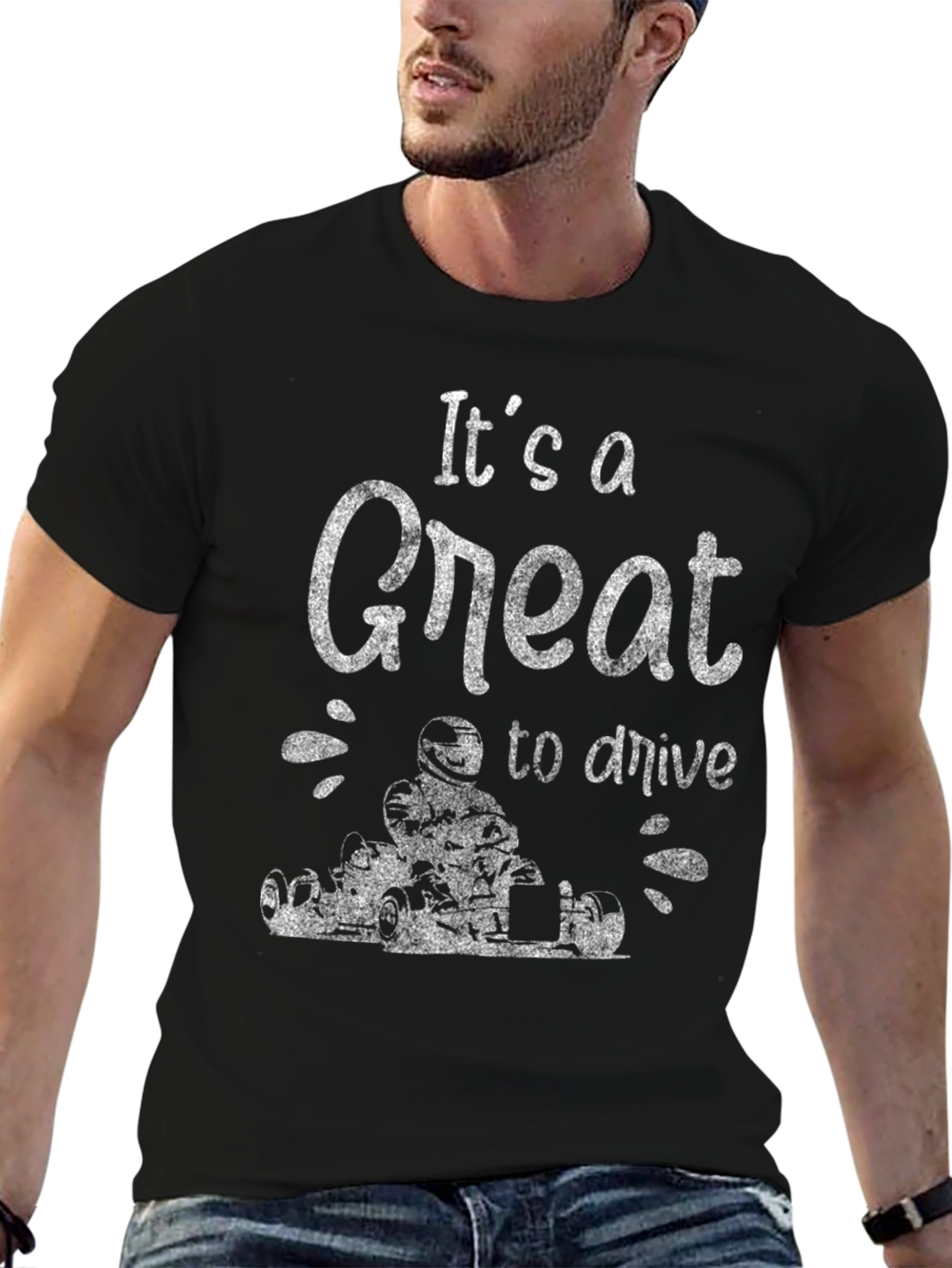 Black It's a Great Day to Drive Kart Racing T-Shirt view 6