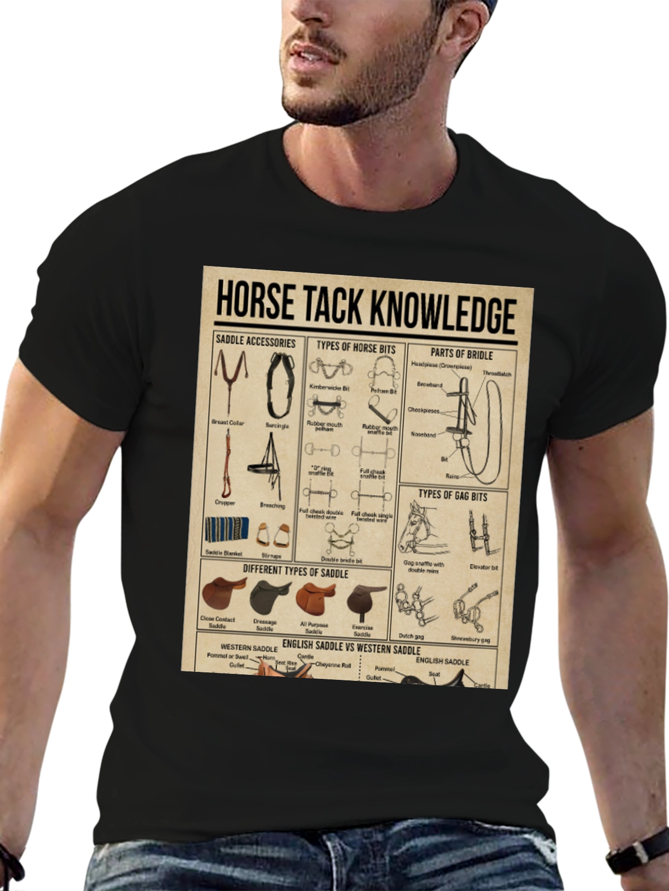 Black Horse Tack Knowledge Graphic T-Shirt view 6