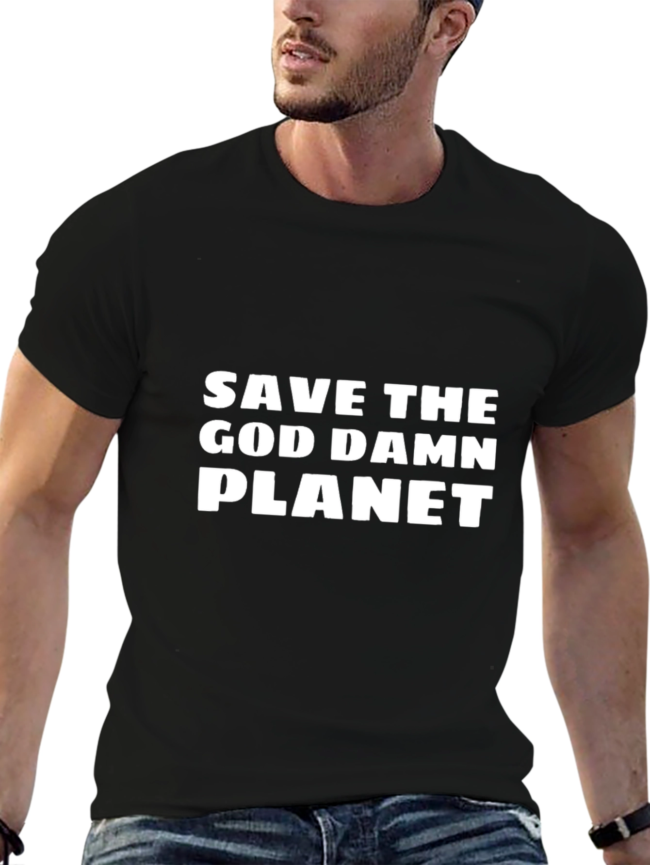 Black Save The God Damn Planet Black T-Shirt view 6