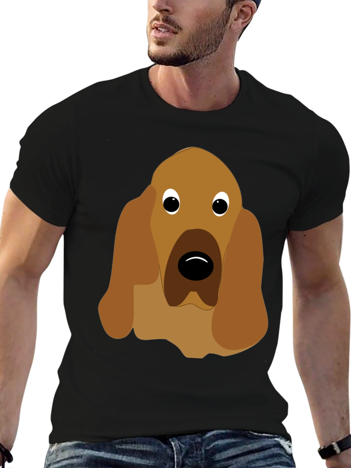Black Dog Face Graphic Tee - Unisex Black T-Shirt view 6