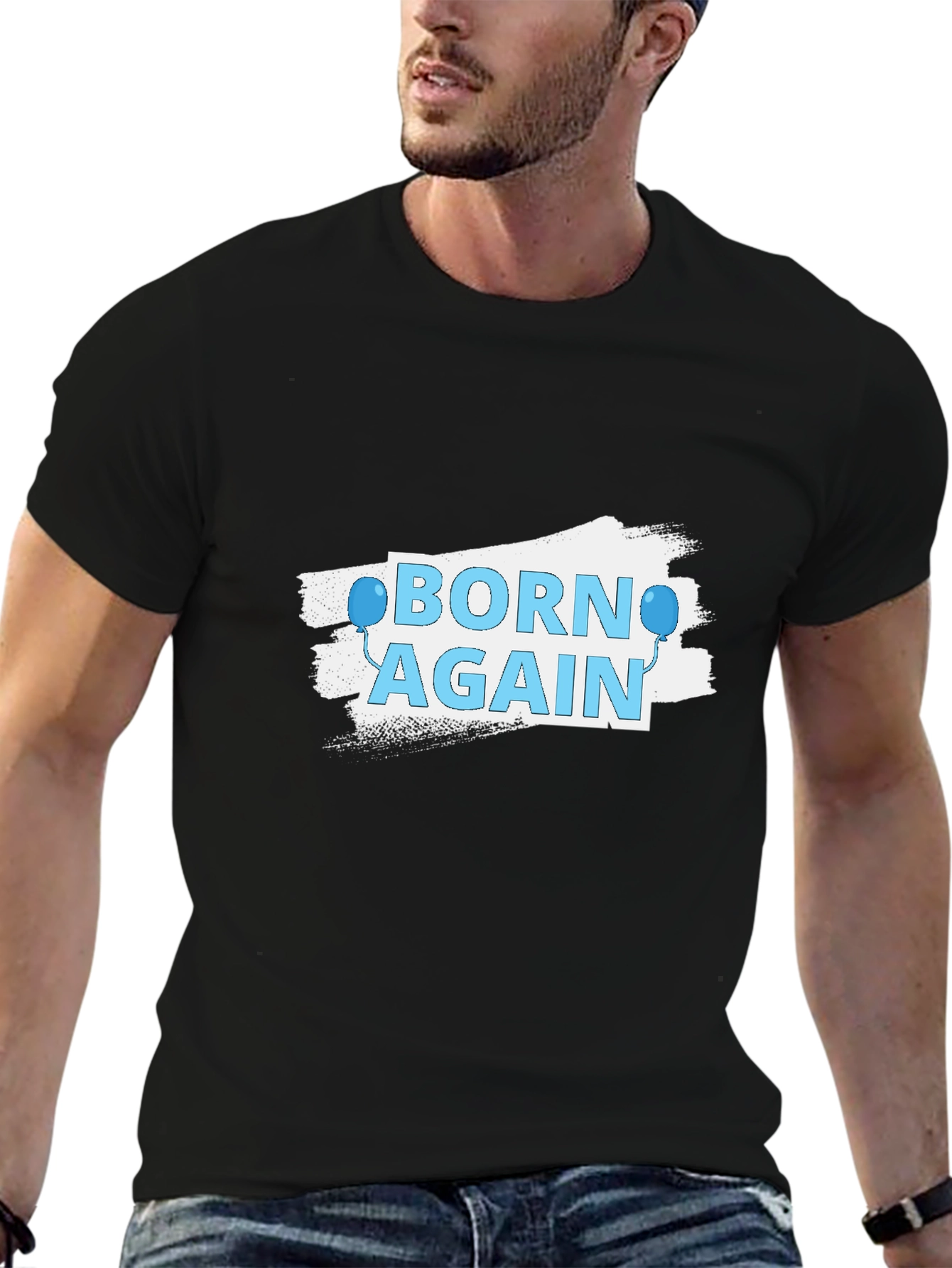 Black Born Again Graphic Tee - Stylish Christian Apparel view 6