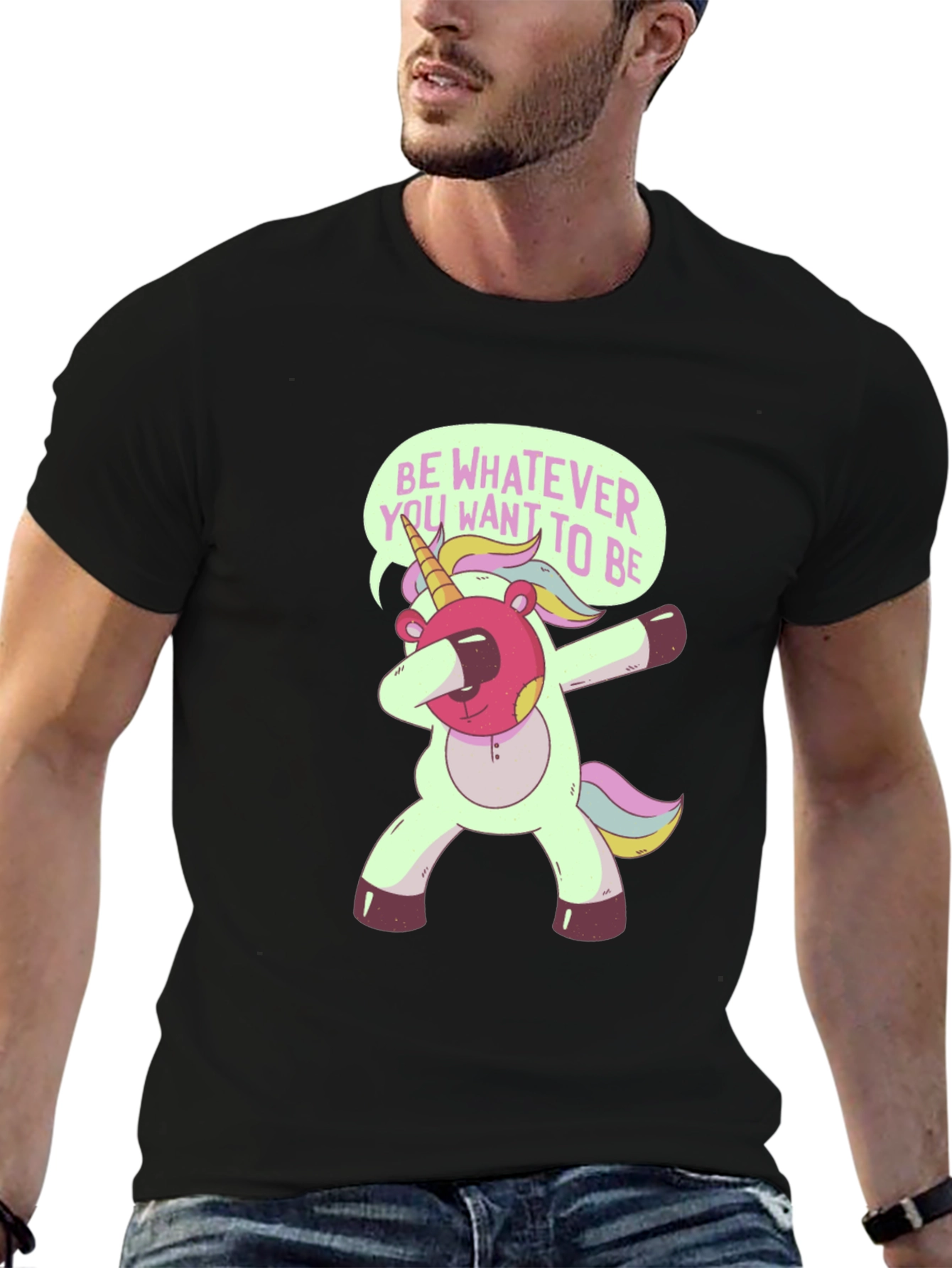 Black Unicorn Dabbing T-Shirt - Be Whatever You Want! view 6