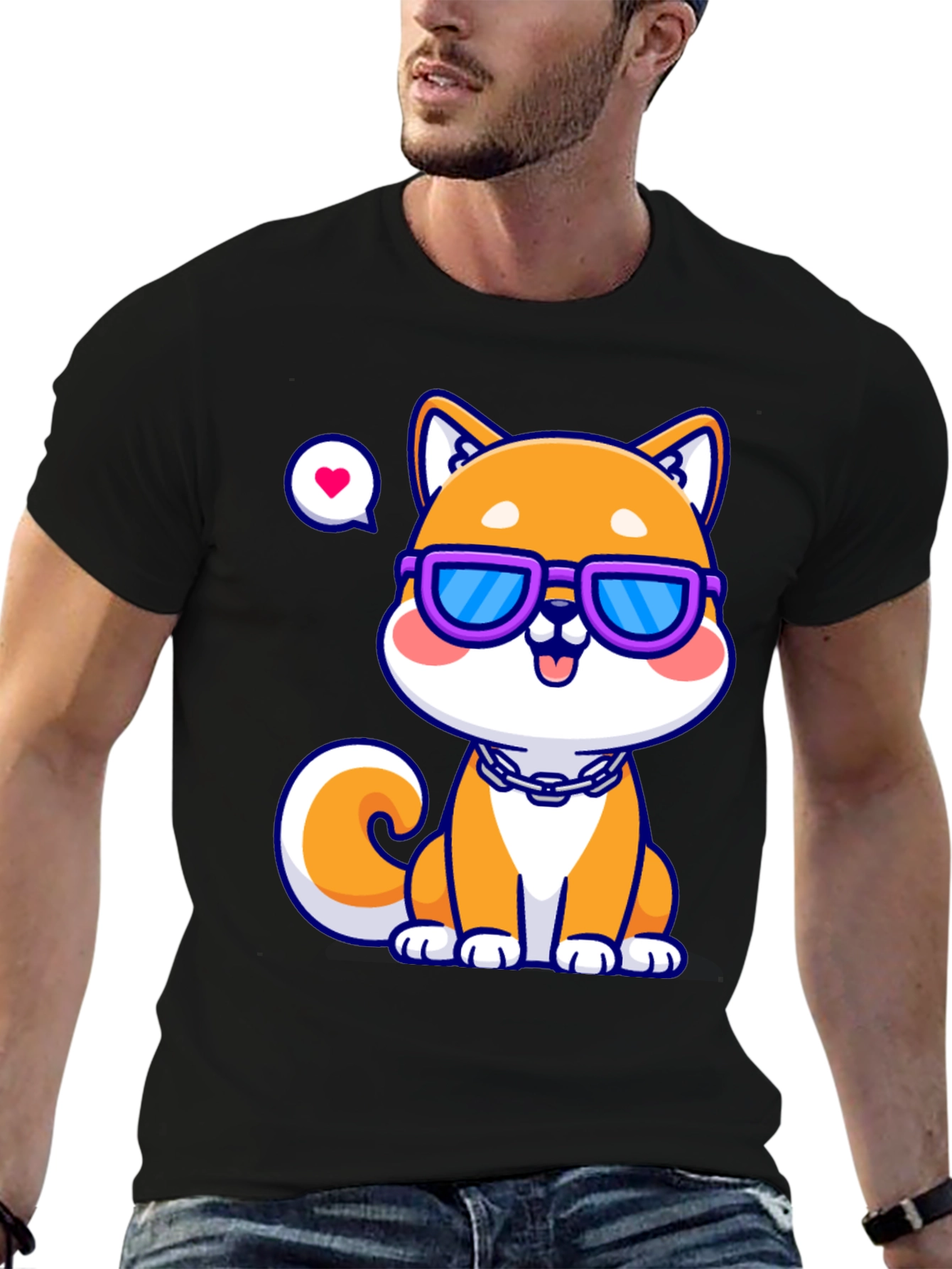 Black Cool Shiba Inu T-Shirt - Unisex view 6