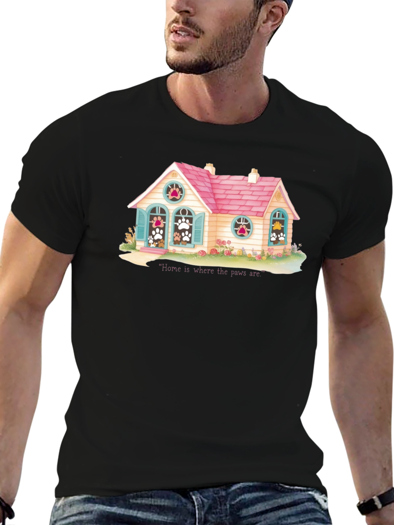 Black Home is Where the Paws Are T-Shirt view 6