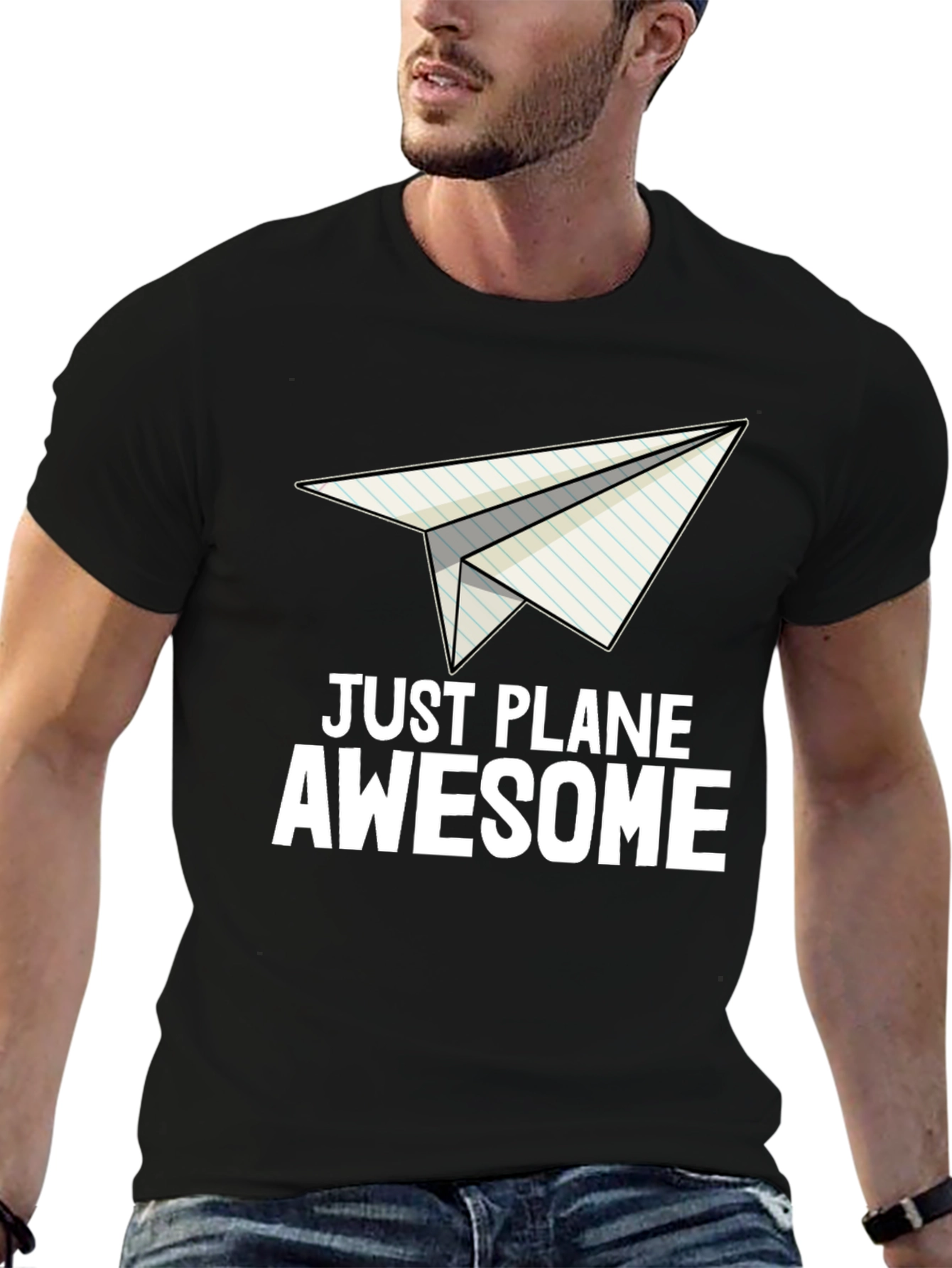 Black Just Plane Awesome Graphic T-Shirt view 6