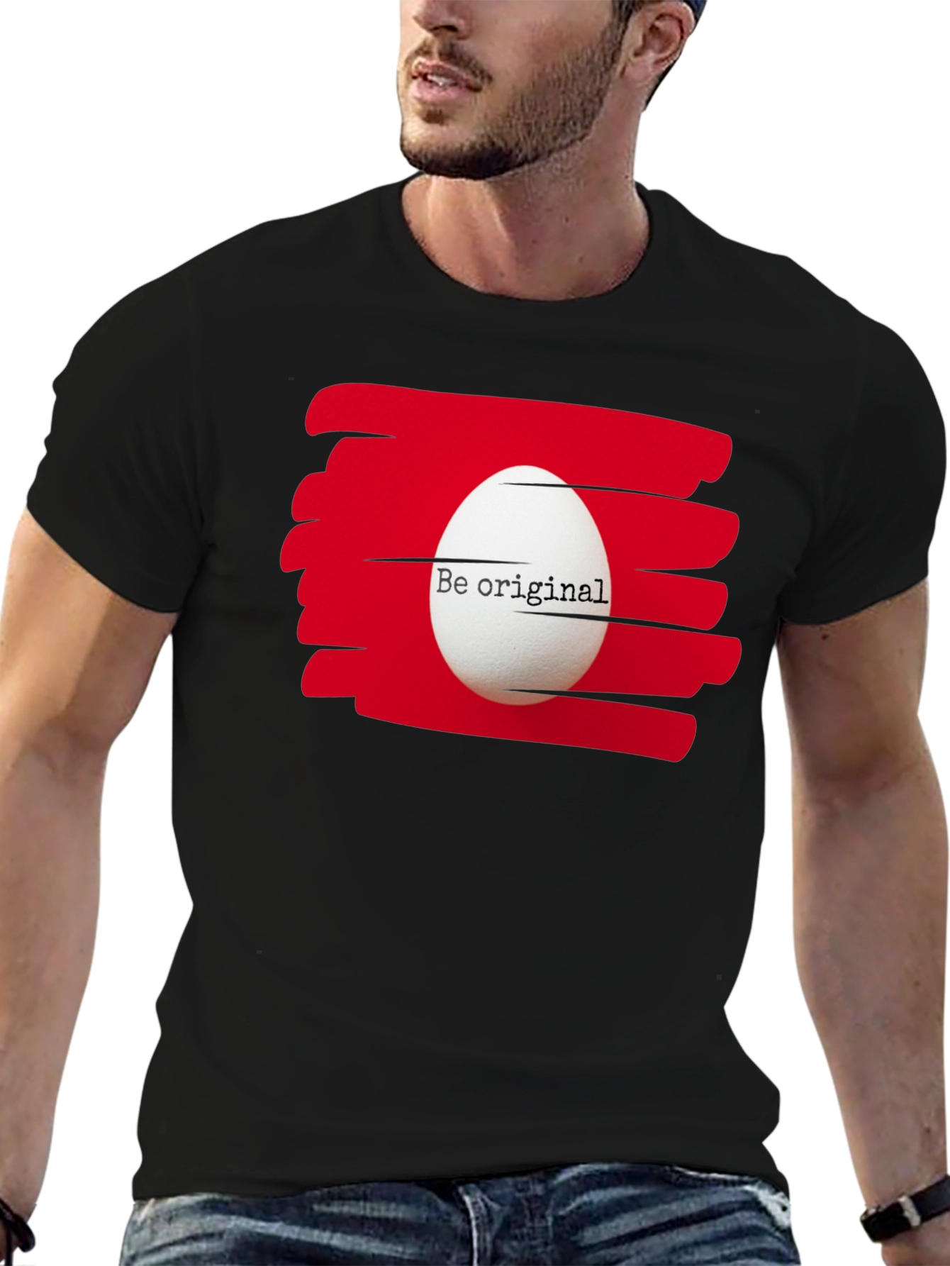 Black Be Original Egg Graphic Tee - Black view 6