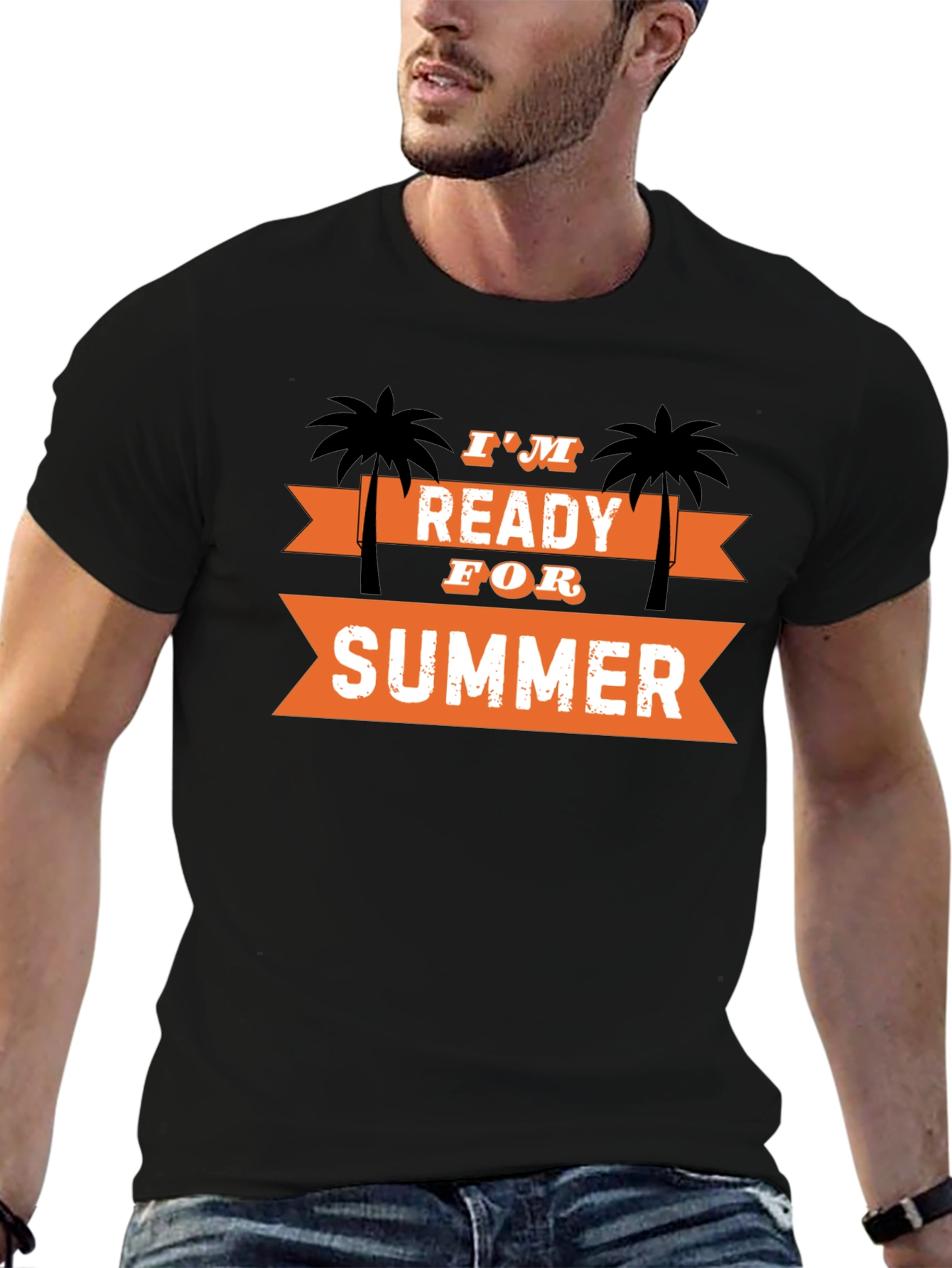 Black I'm Ready for Summer T-Shirt Palm Tree Graphic Tee view 6