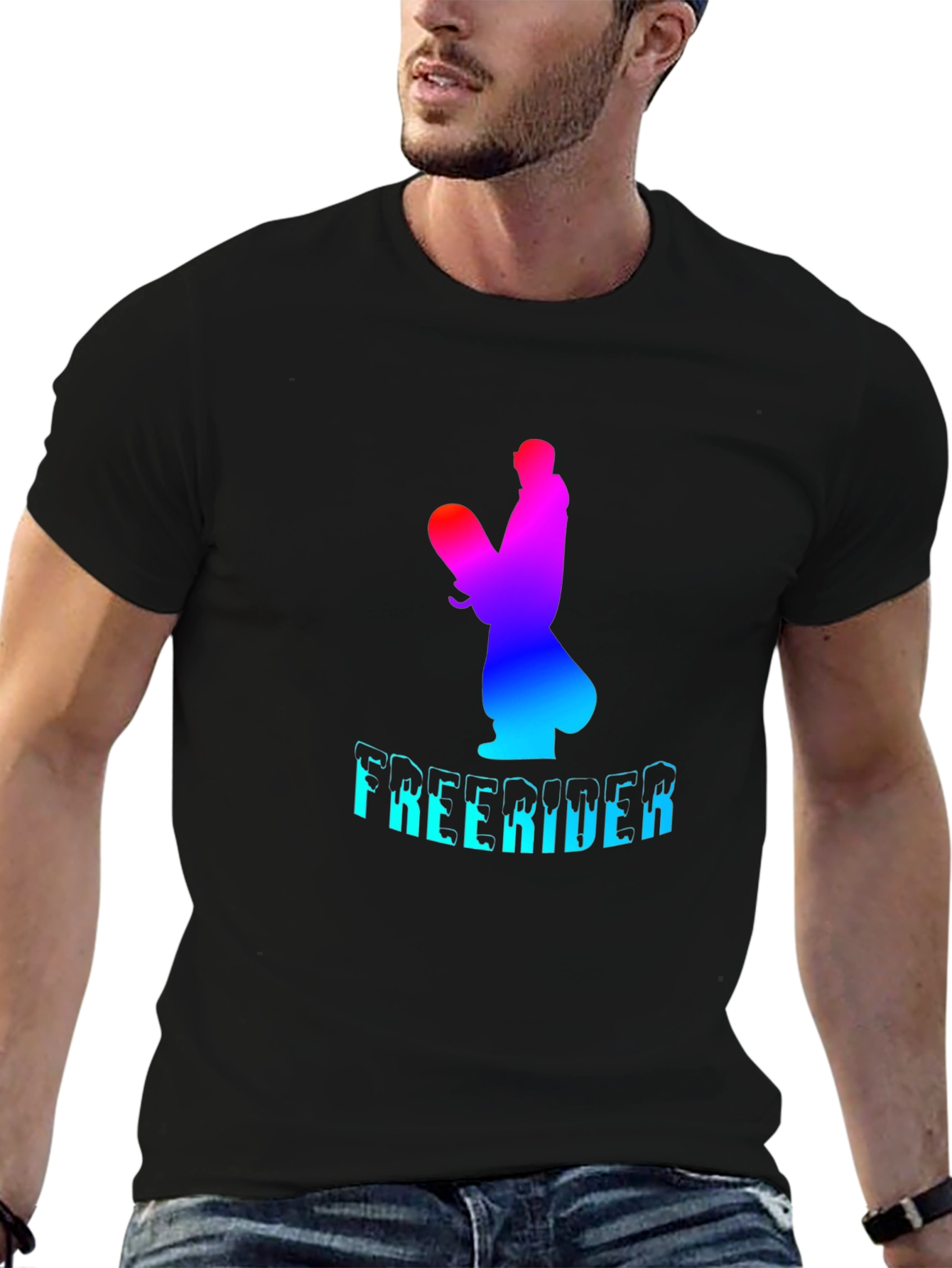 Black Freerider Graphic T-Shirt - Bold Design, Comfortable Fit view 6