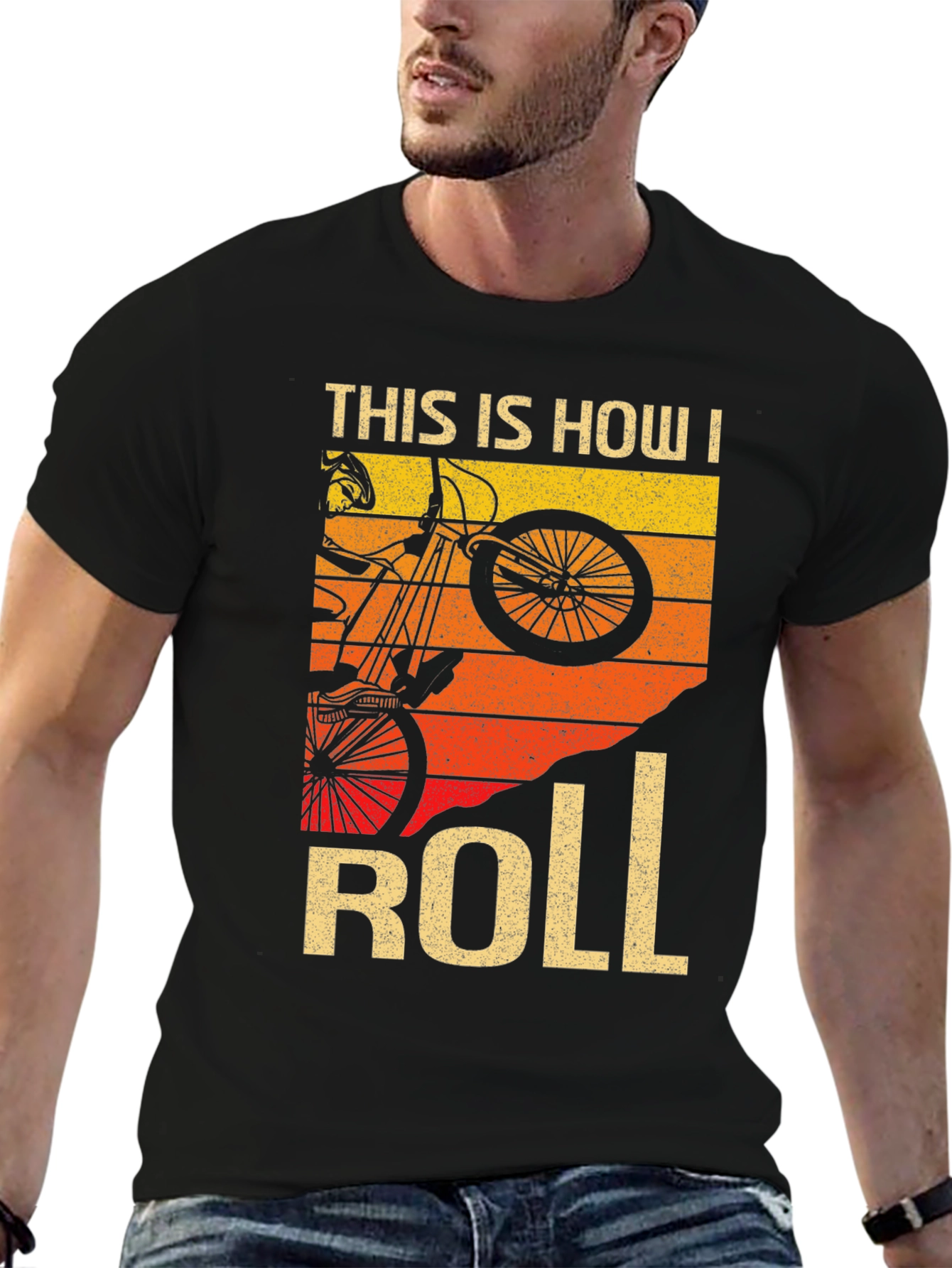 Black This Is How I Roll Retro Biker T-Shirt view 6