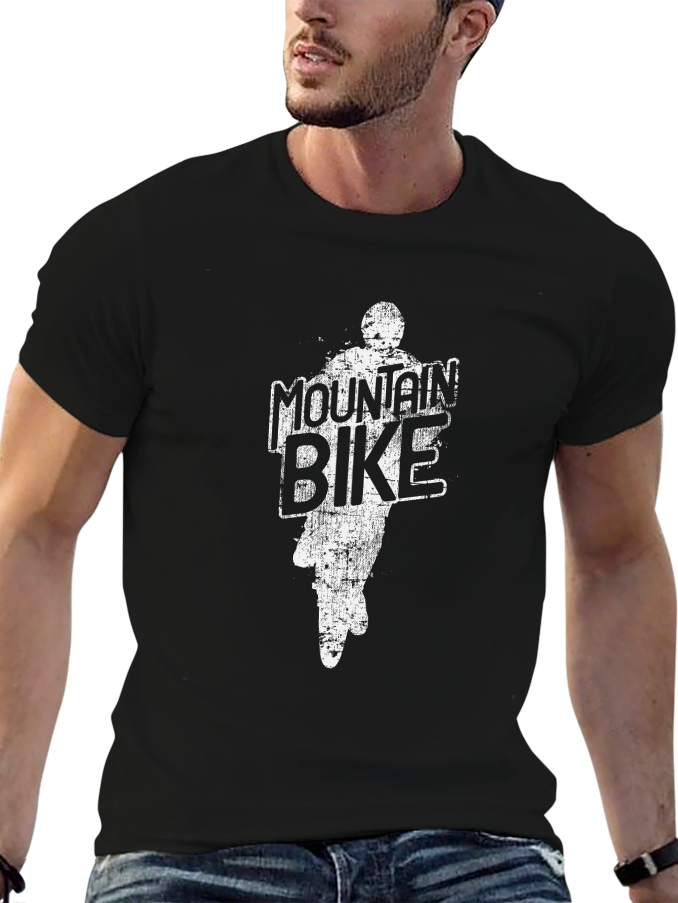 Black Mountain Bike Graphic Tee - Black Cotton Shirt view 6