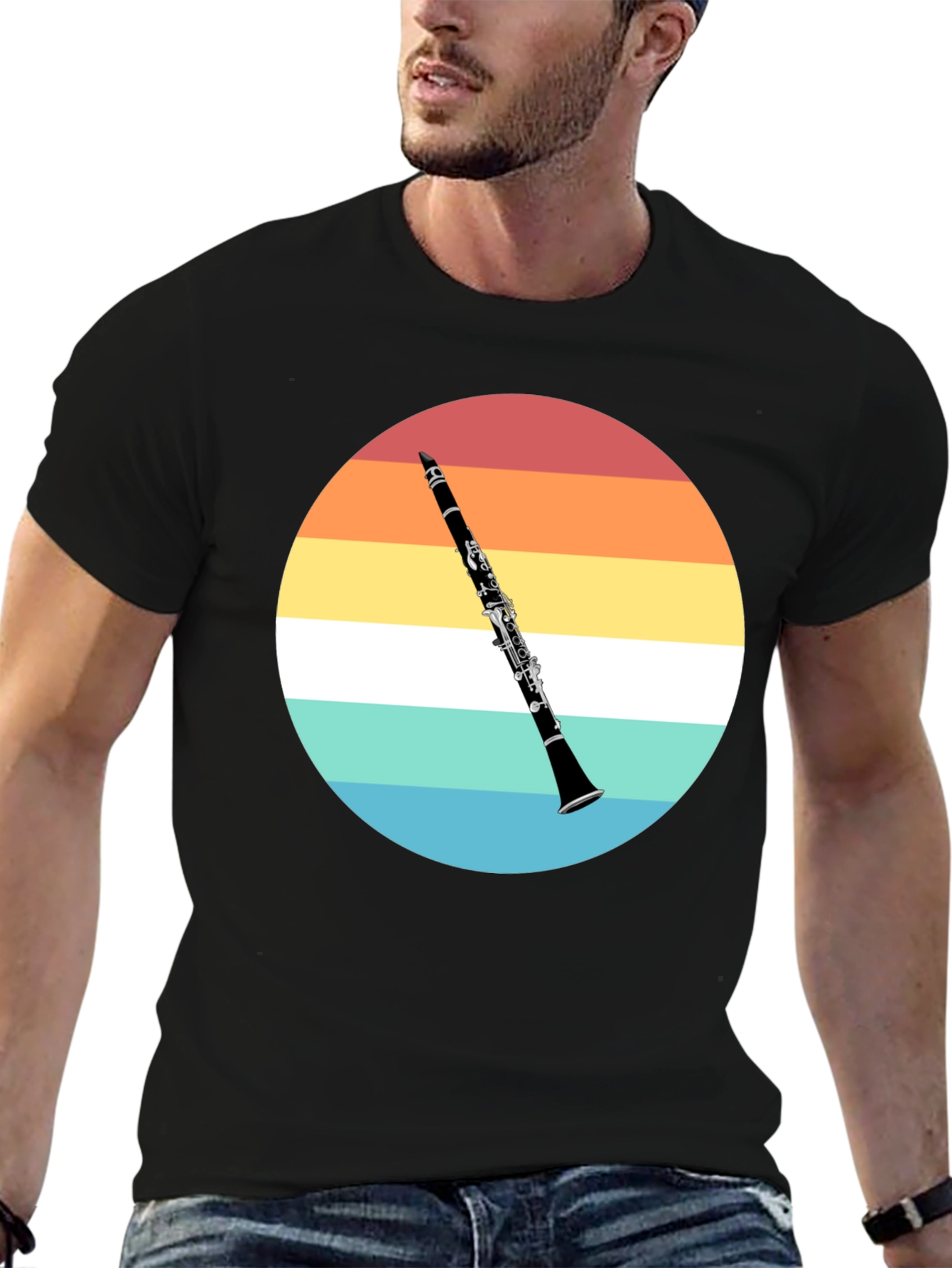 Black Clarinet Sunset T-Shirt - Musician Gift view 6