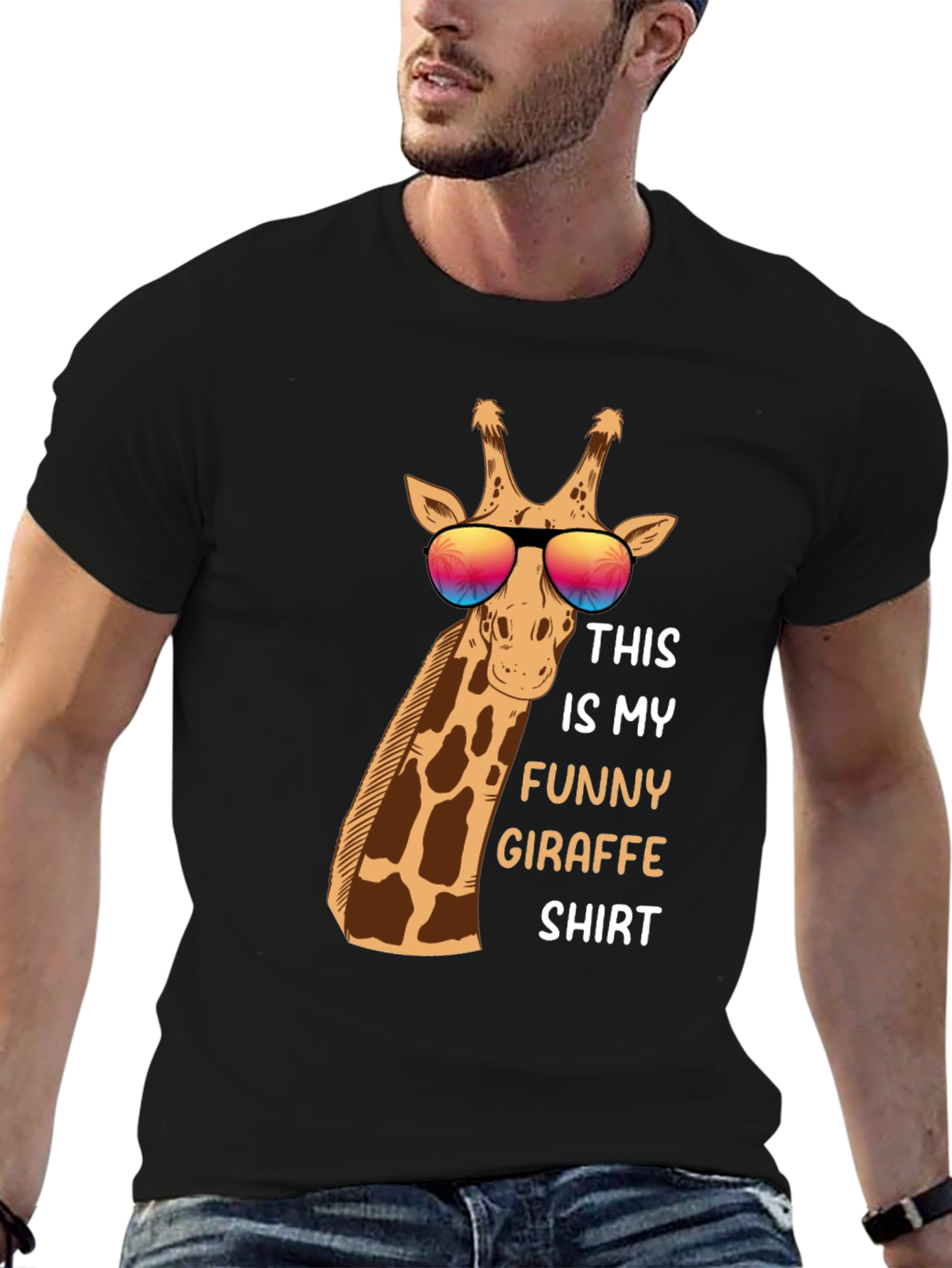 Black Funny Giraffe T-Shirt view 6