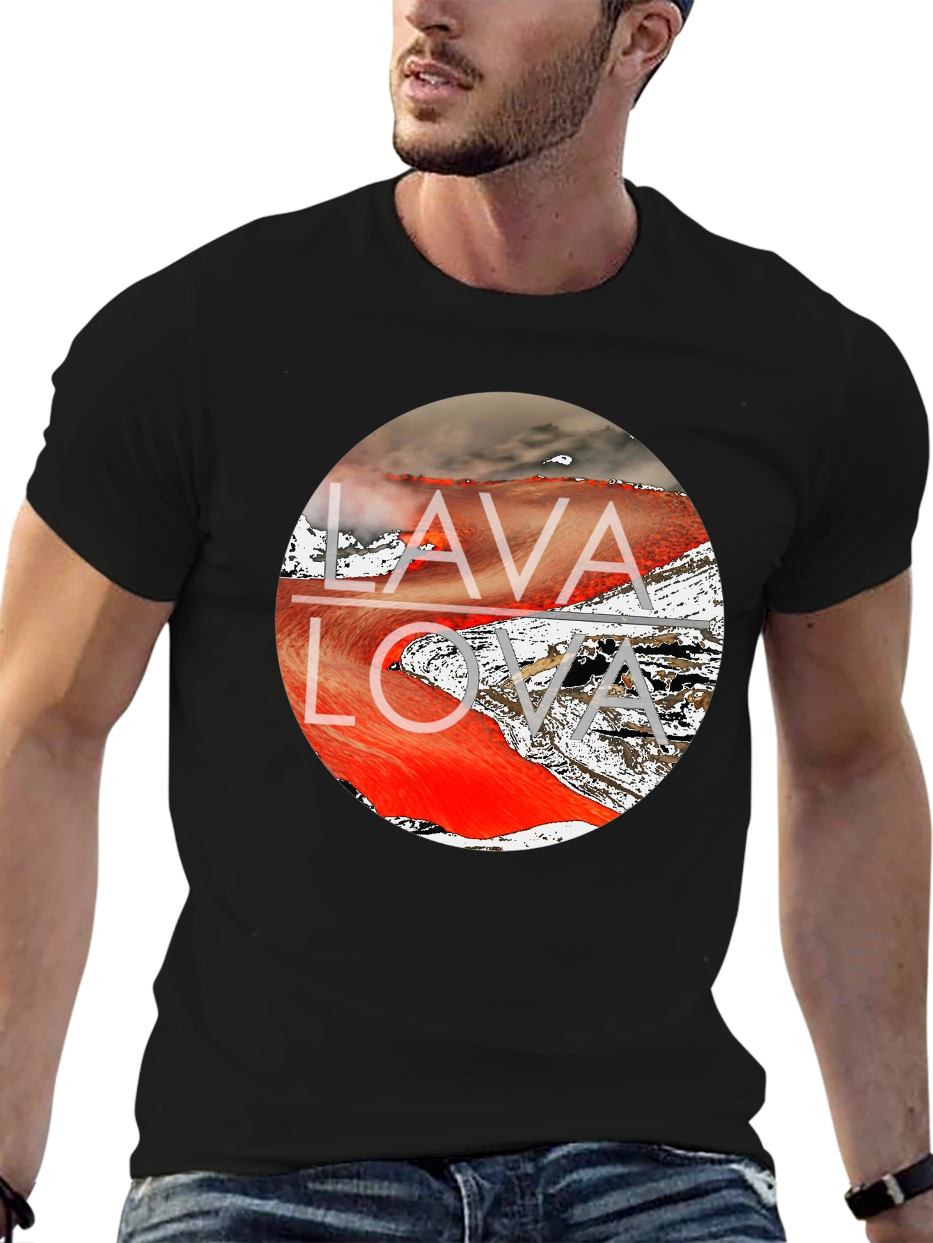 Black Lava Flow Graphic Tee - Men's Black T-Shirt view 6