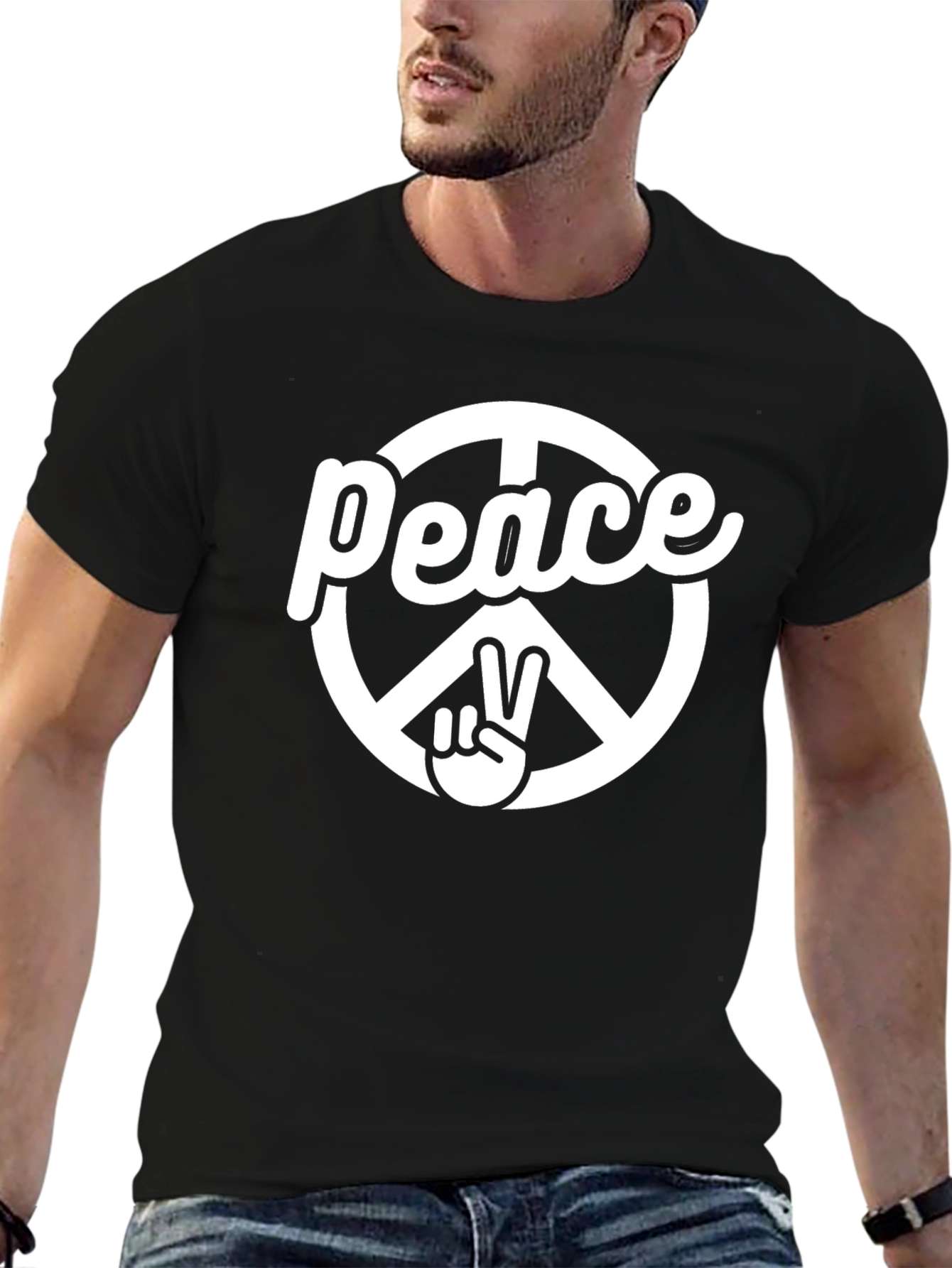 Black Peace Sign Graphic T-Shirt - Black view 6