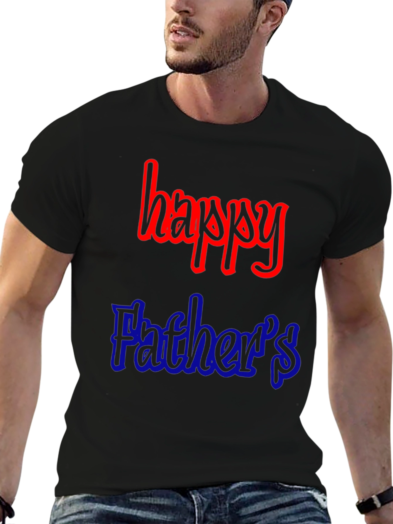 Black Happy Father's Day Black T-Shirt view 6