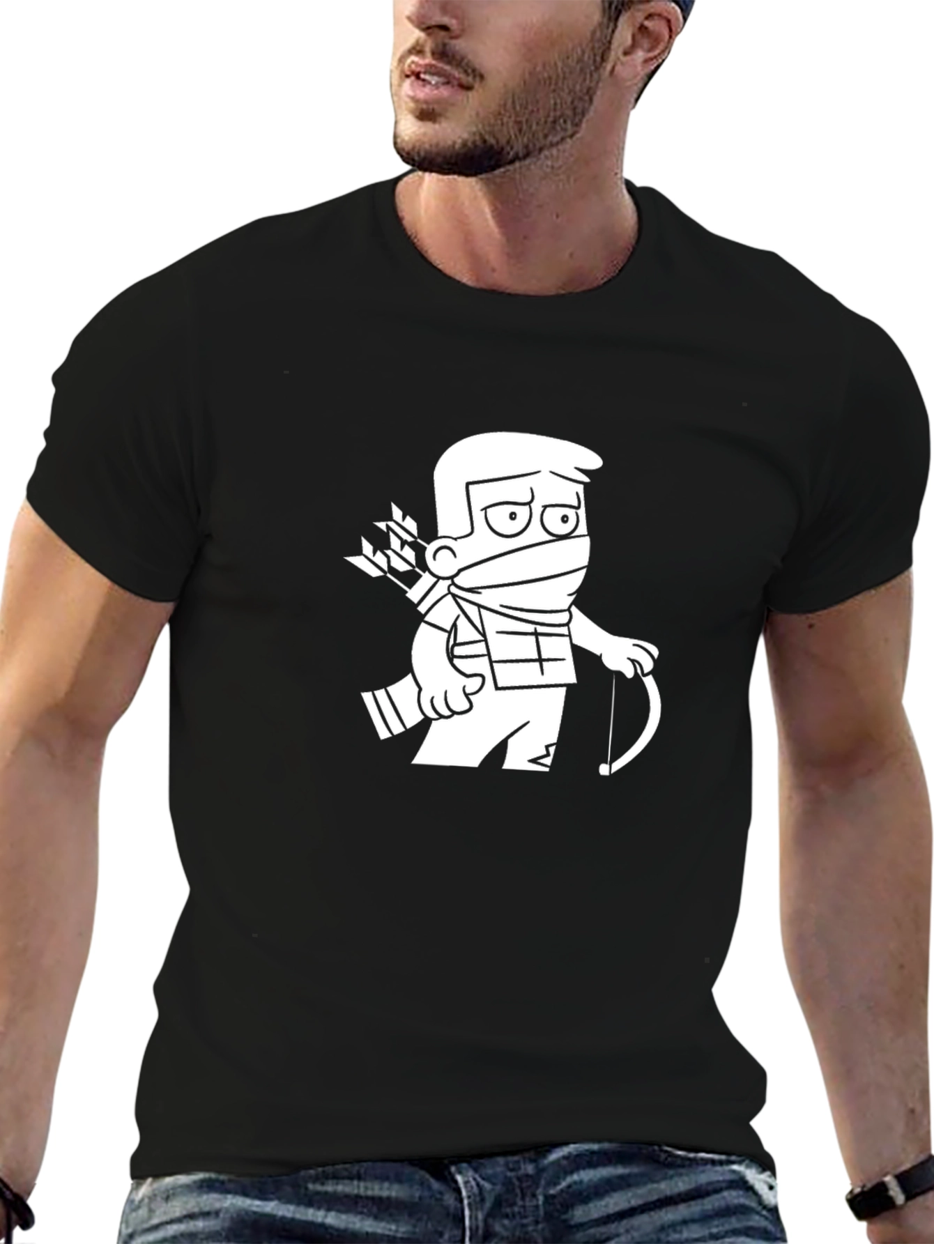 Black Cartoon Archer Graphic Tee - Black view 6
